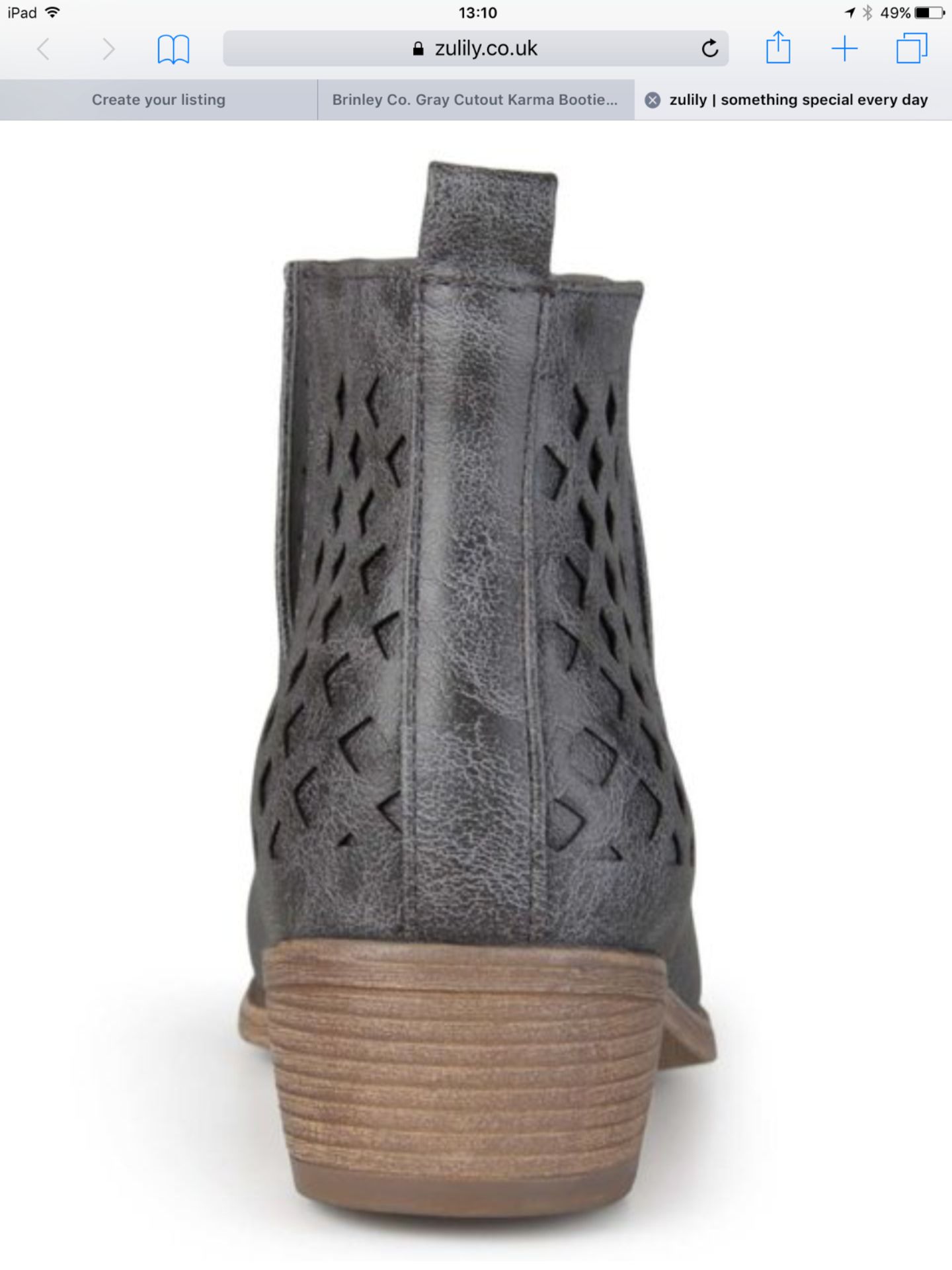 Journee Collection Grey Cutout Karma Kat Bootie, Size US 6/Eur 36.5 RRP £62.99 (New with box) [ - Image 2 of 6