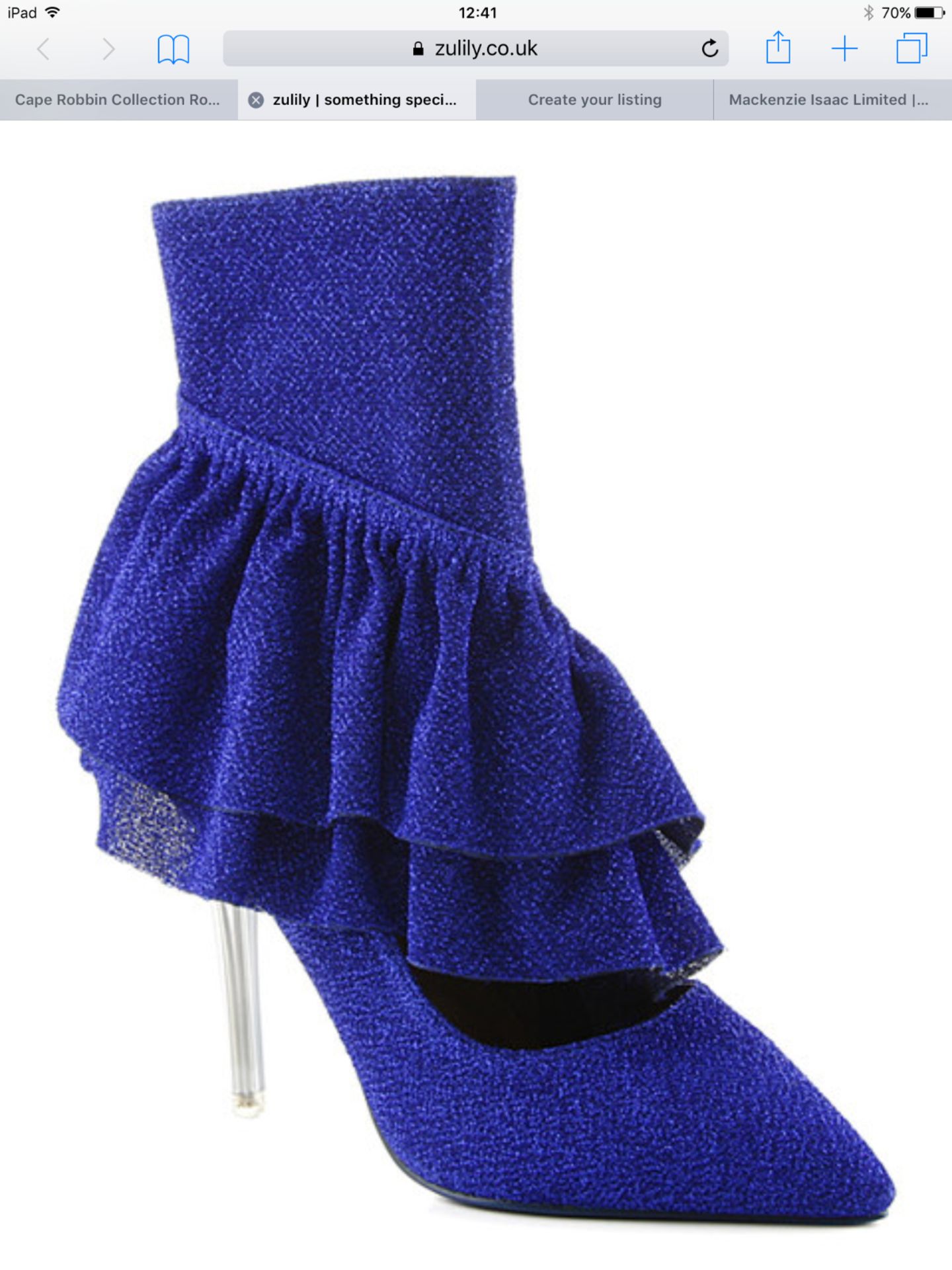 Cape Robbin Collection Royal Blue Beatrix Ruffle Boot, Size Eur 39, RRP £59.99 (New with box) [