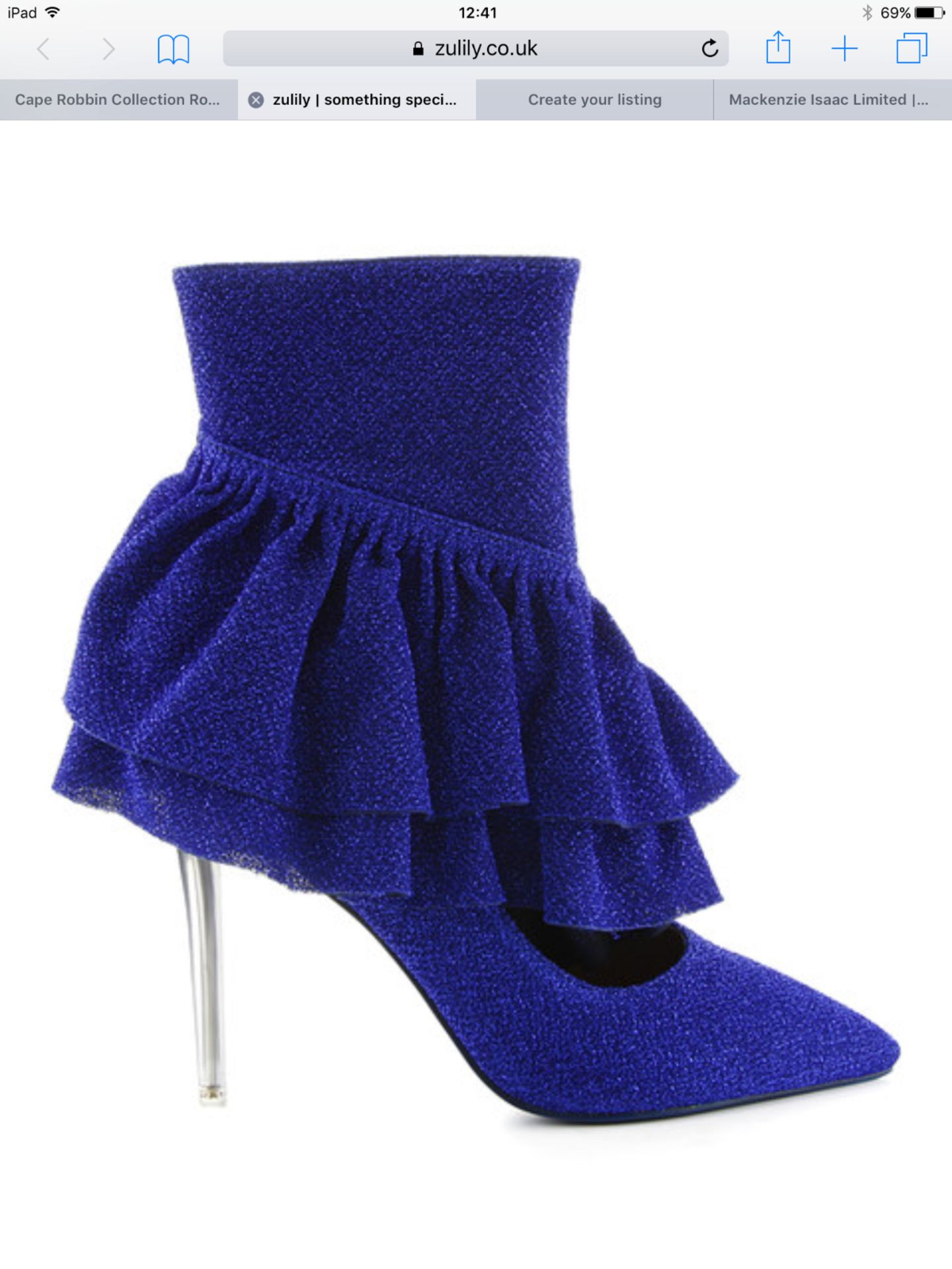 Cape Robbin Collection Royal Blue Beatrix Ruffle Boot, Size Eur 39, RRP £59.99 (New with box) [ - Image 3 of 7