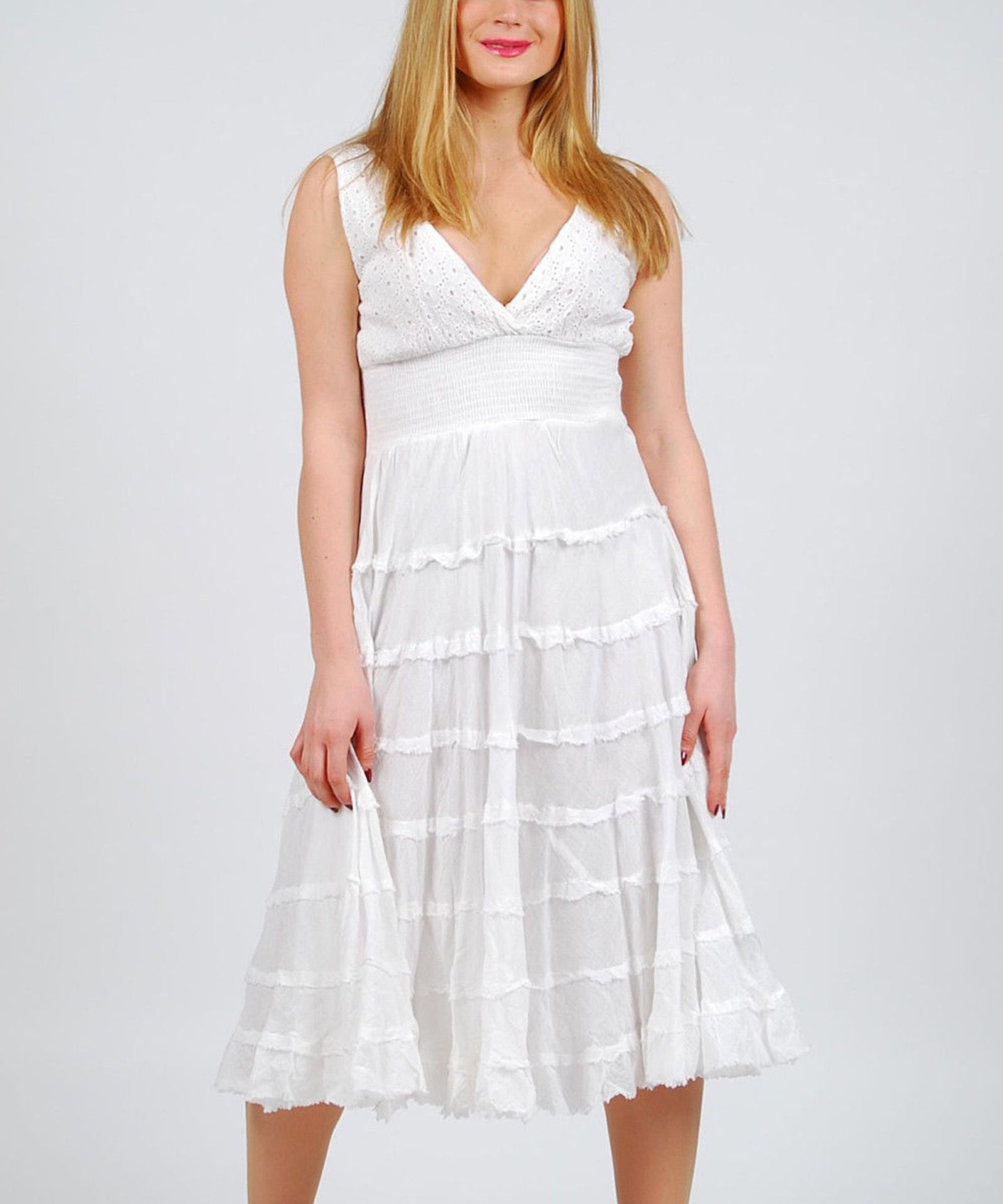 White Shirred Surplice Maxi Dress - Plus (Uk Size 22/24:Us Size 18/20) (New with tags) [Ref: