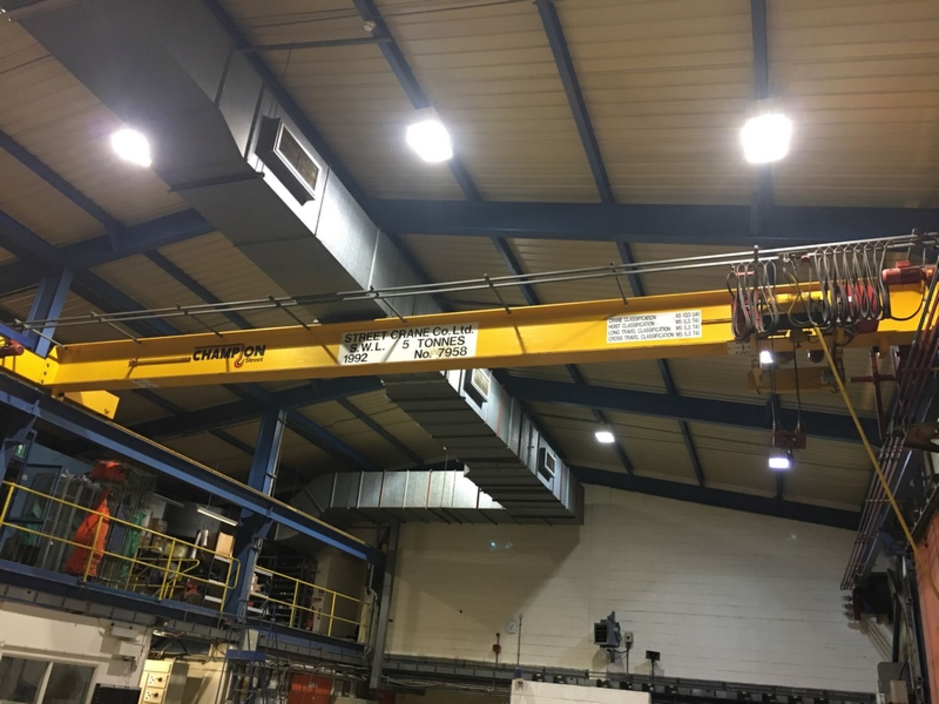 1992 Street Crane Co 5 tonne Overhead Underhung Gantry Crane