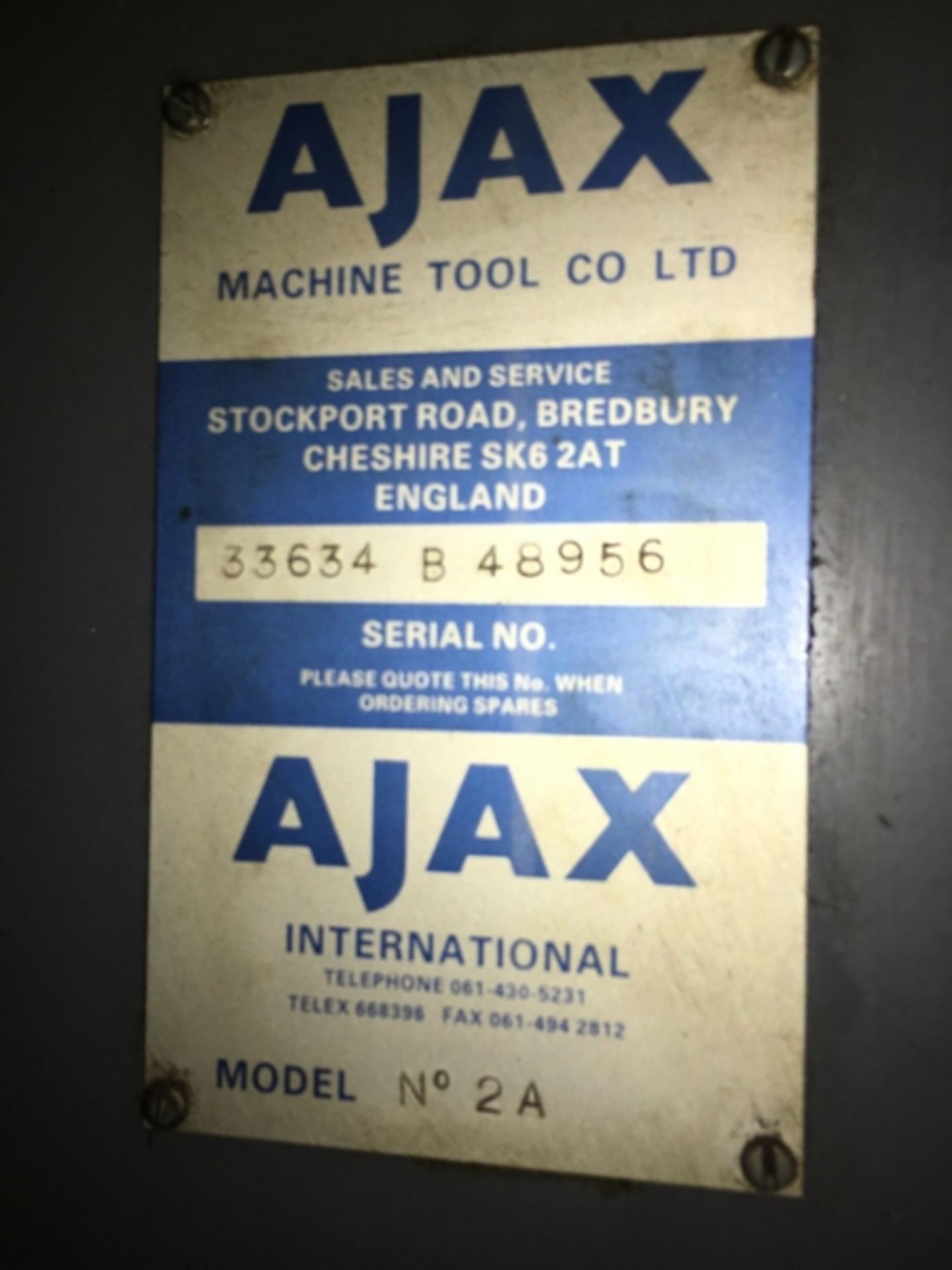 Ajax No2A Milling Machine - Image 8 of 11