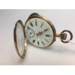 Gouden zakhorloge met 14krt kast, doorsnede 4,9cm