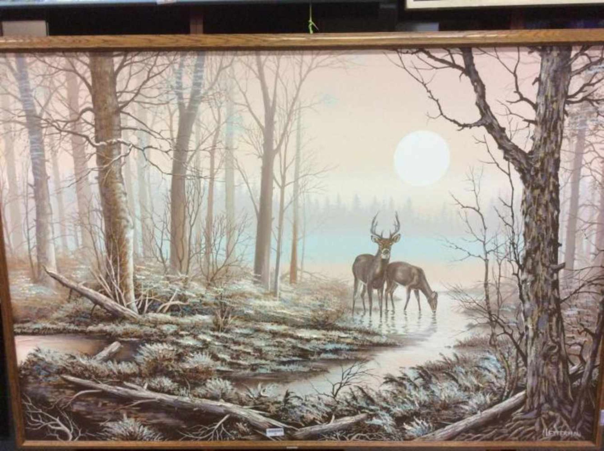 Letterman 'Herten in het bos' schilderij op doek, 102x153 cm