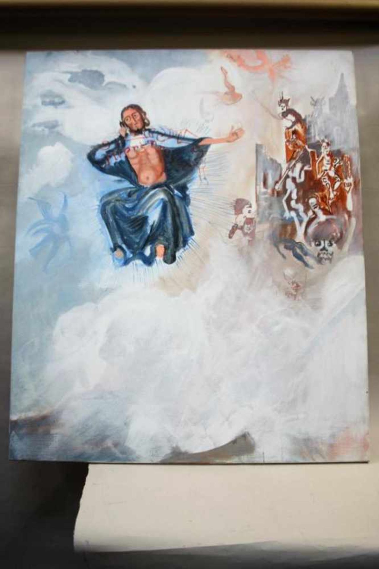 'Heaven and Hell' schilderij op doek, niet gesigneerd, 120x100 cm. (Painting on canvas, not signed)