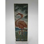 Grote tegel Porcelyne fles Delft met flamingo, ontwerp L.E.F.Bodart (1888 - 1933) 31x10,5cm Tile '