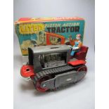 Liter piston action tin tractor - TN toys - Japan in box