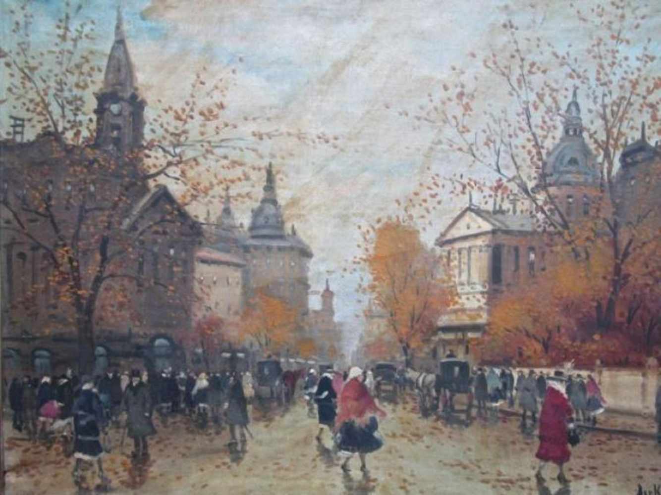 Antal Berkes (1874&ndash1938) 'Stadsgezicht te Budapest' doek, ges. 60x80cm