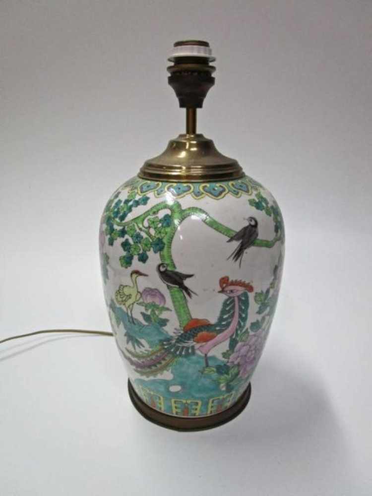 Chinese vaas, vermaakt tot lamp, 48cm