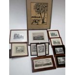Ingelijste gravures en prenten, 12 stuks Twelve engravings and prints in frames.