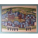 Akke Sins 'Huizen' lithografie, 4/20, ges. 73x37cm