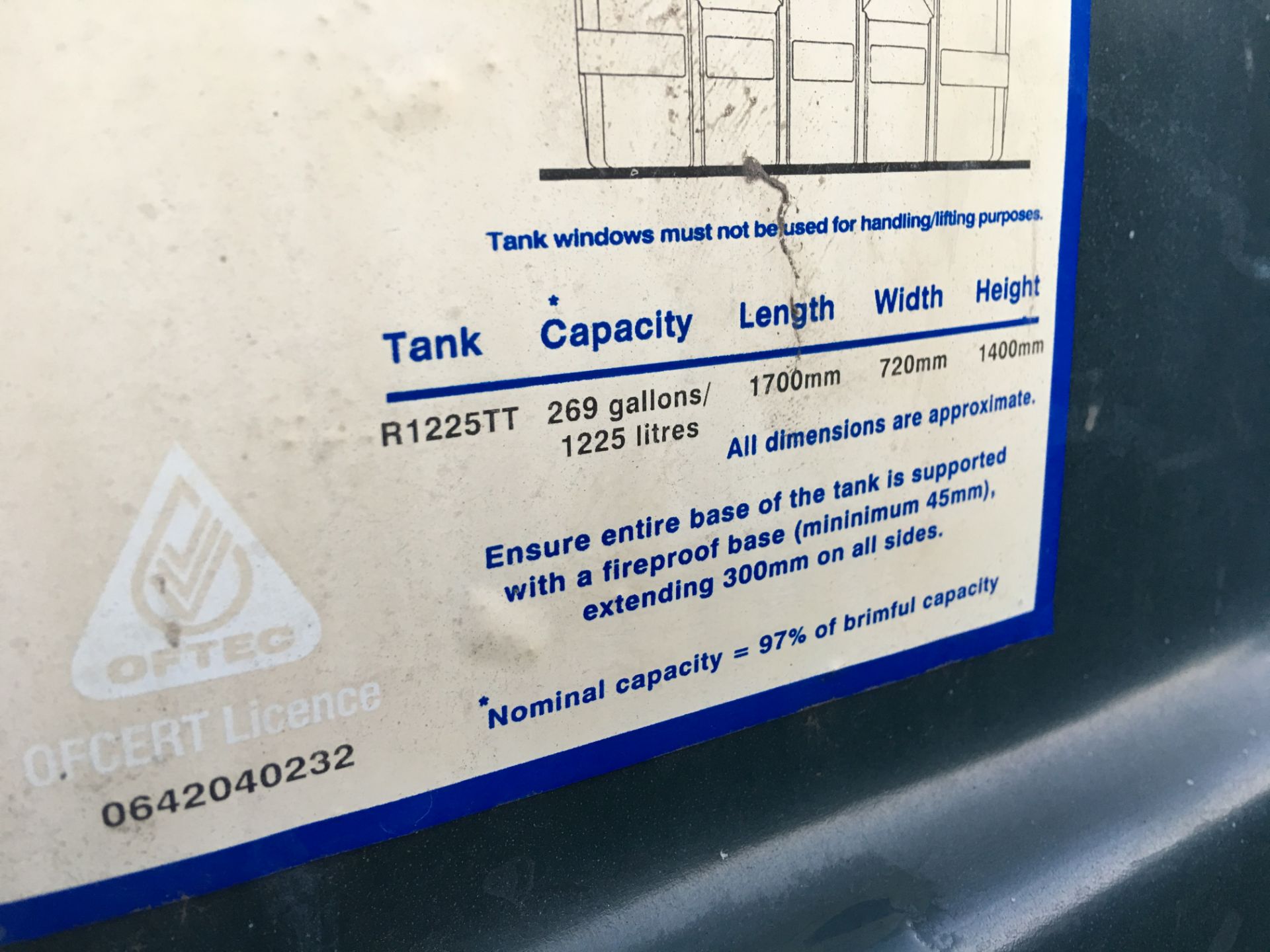 1,225 LITRE FUEL TANK *NO VAT* - Image 7 of 7