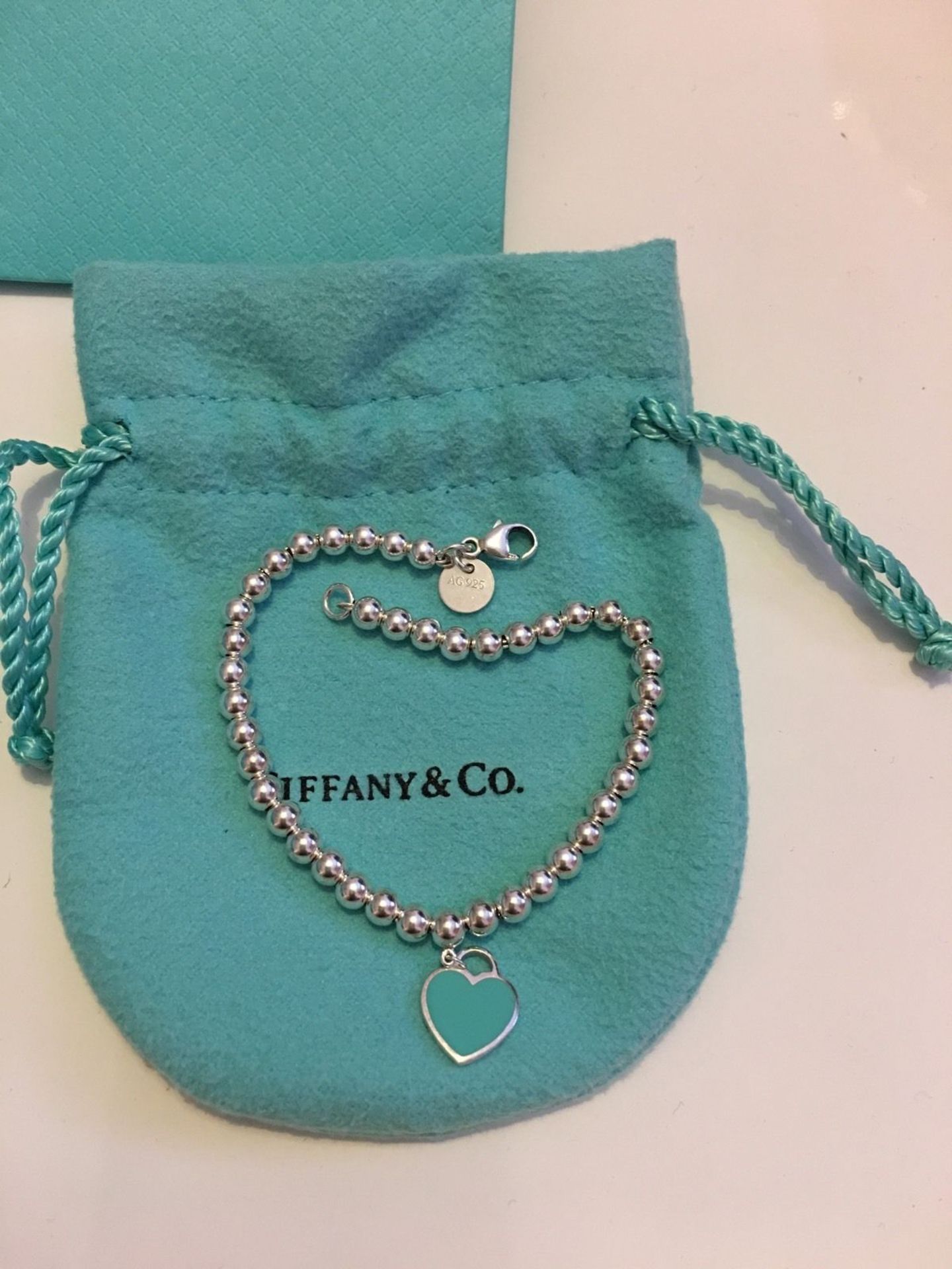 Tiffany And Co Return To Tiffanys Bead Bracelet With Green Enamel Heart - Image 2 of 5