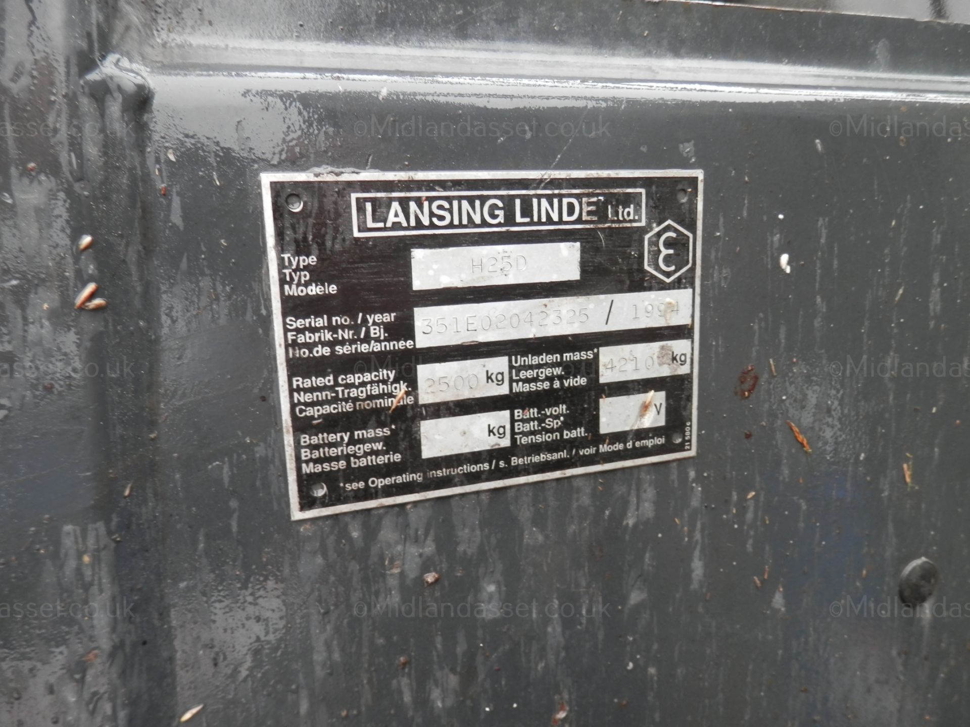 1994 LANSING LINDE H25D FORK TRUCK - Image 3 of 7