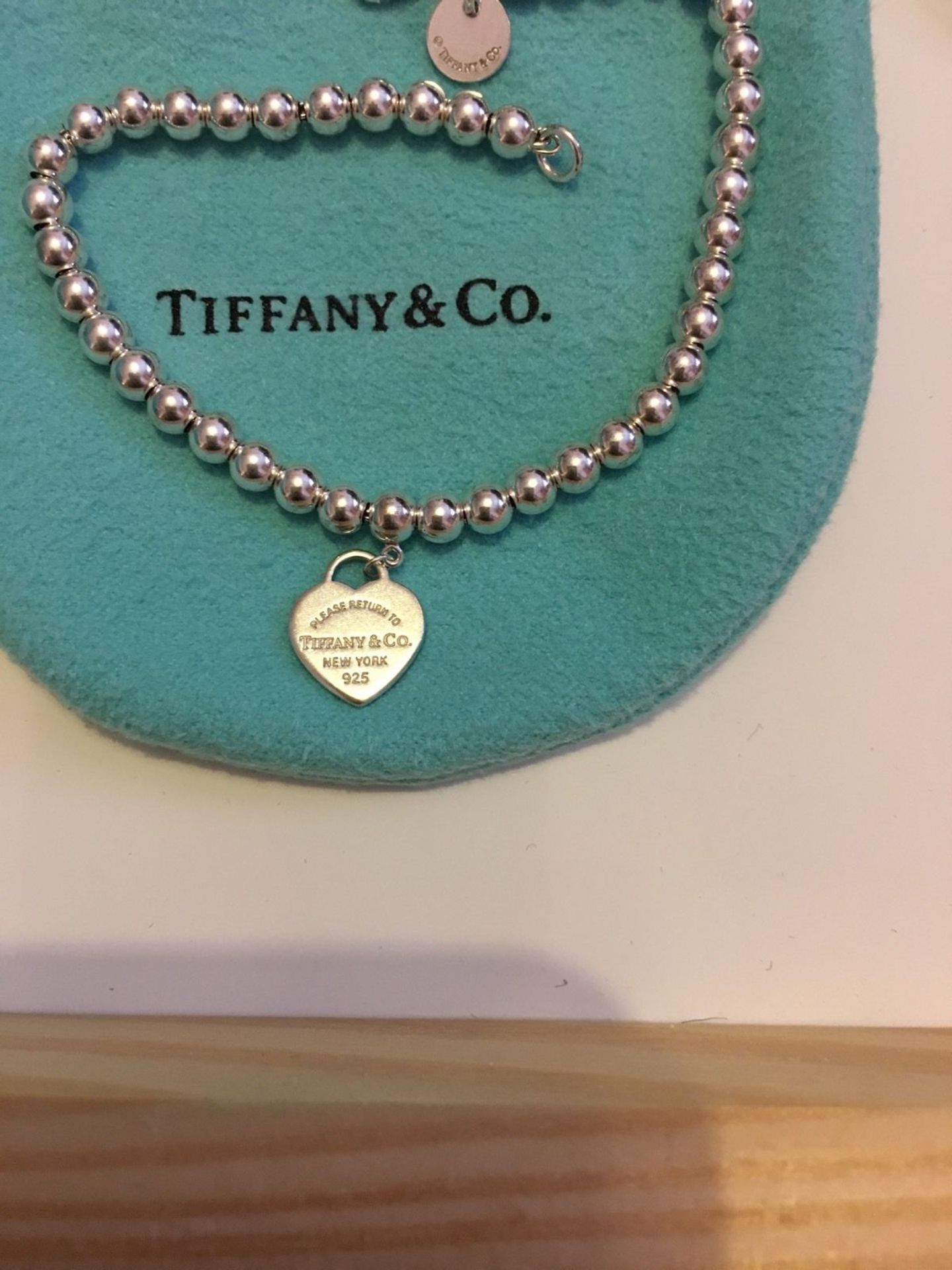 Tiffany And Co Return To Tiffanys Bead Bracelet With Green Enamel Heart - Image 5 of 5