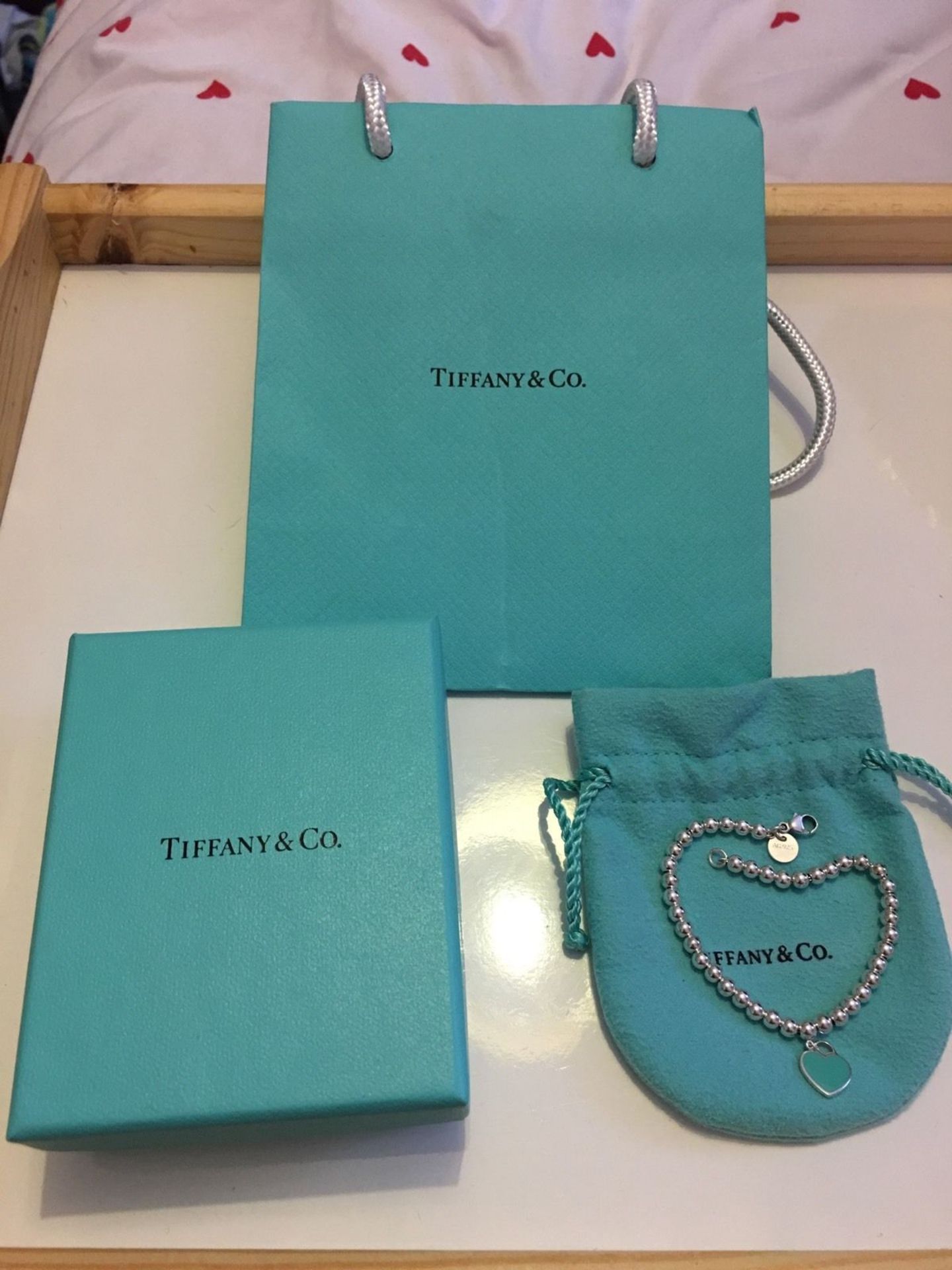Tiffany And Co Return To Tiffanys Bead Bracelet With Green Enamel Heart