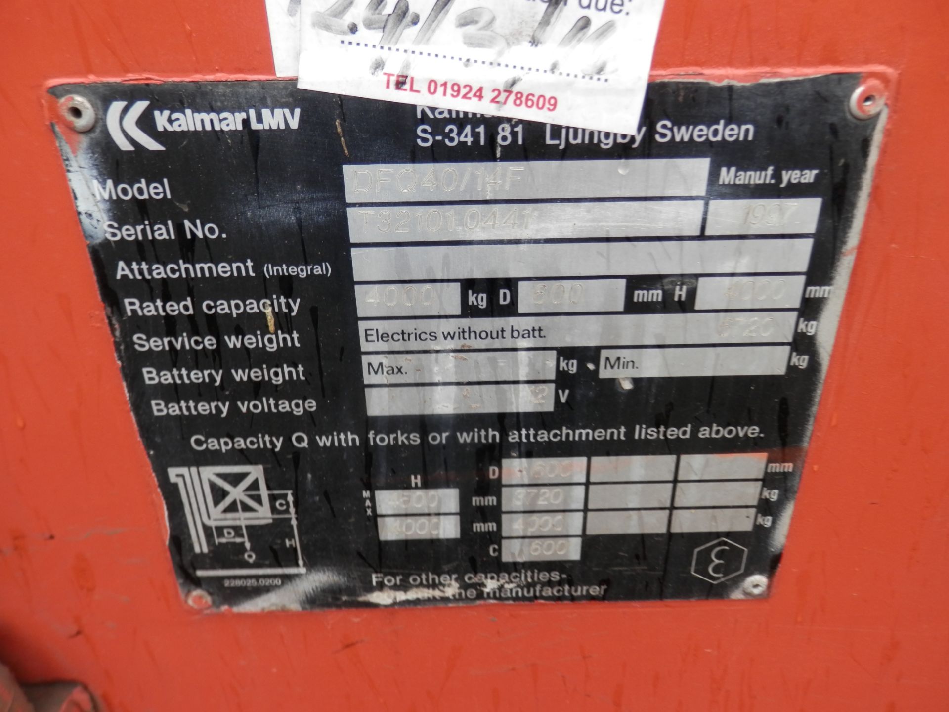 1997 WORKING KALMAR 4 TONNE SIDELOADER FORKLIFT. ONLY 6539 WORKING HOURS. - Image 4 of 9