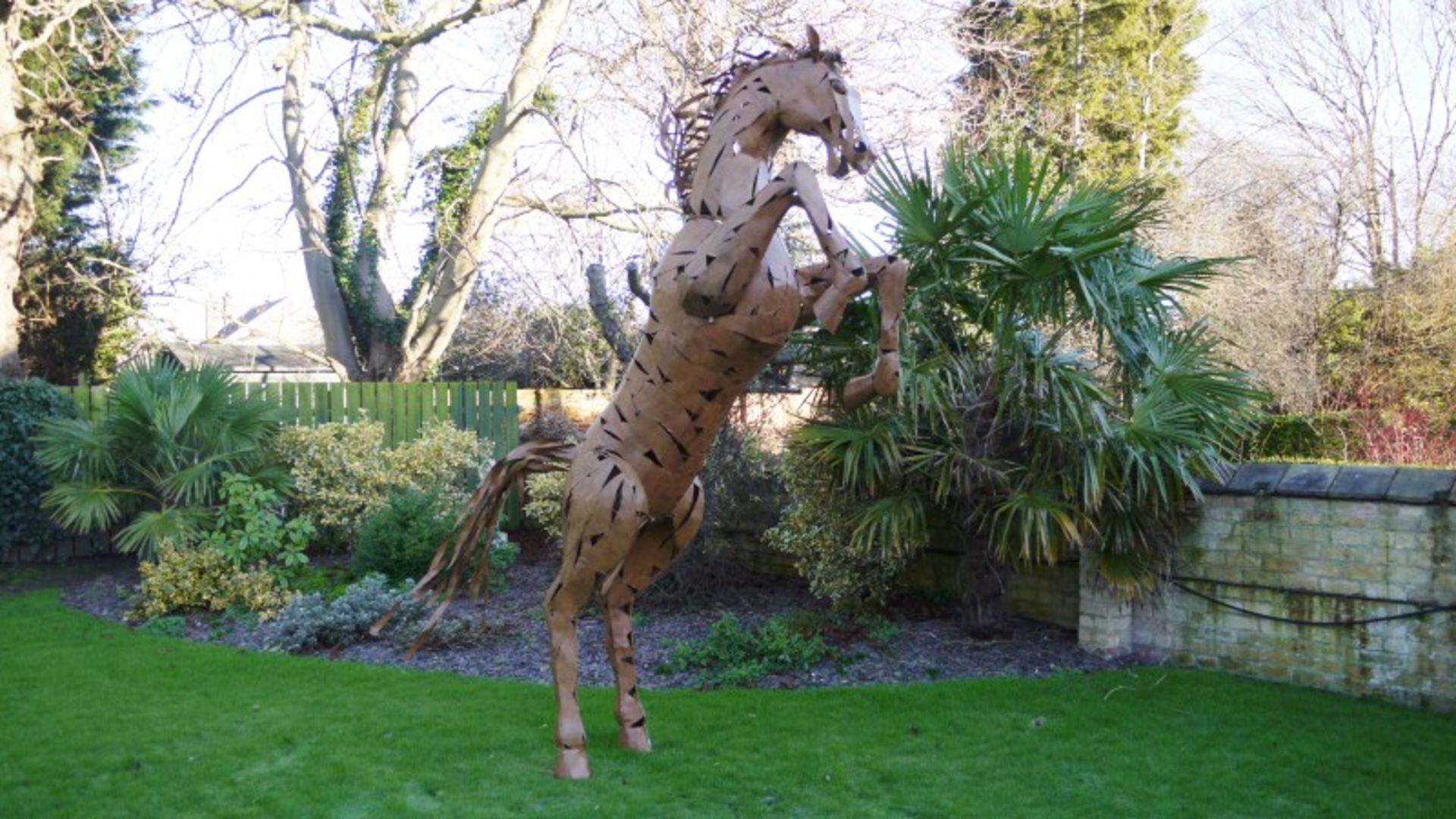 VERY RARE METAL REARING HORSE STATUE - 11 FEET HIGH !