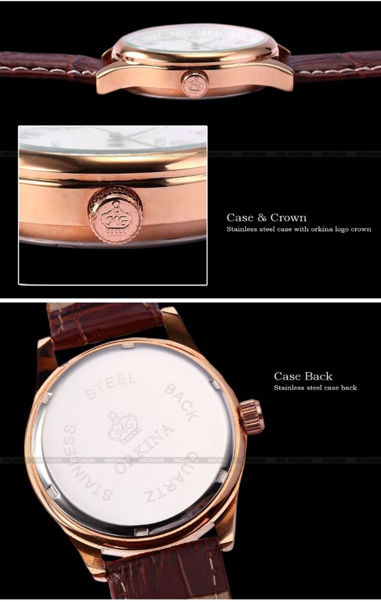 MENS ORKINA LUXURY WATCH WITH A GENUINE LEATHER STRAP *NO VAT* - Image 6 of 6