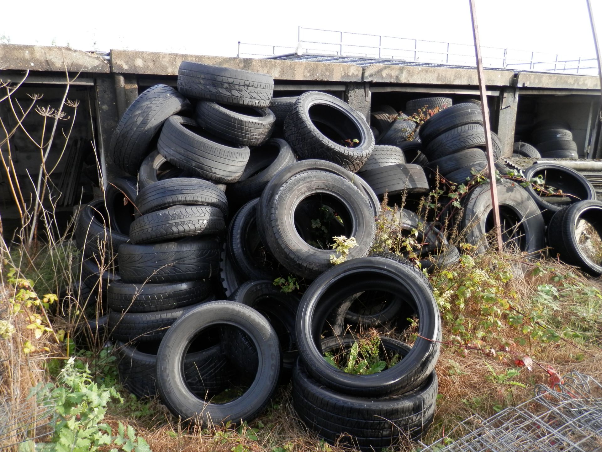 3 GARAGES FULL OF USED, PART WORN TYRES. ASSORTED FROM CAR TO LORRY TYRES. POSSIBLY 800+ - Image 6 of 7