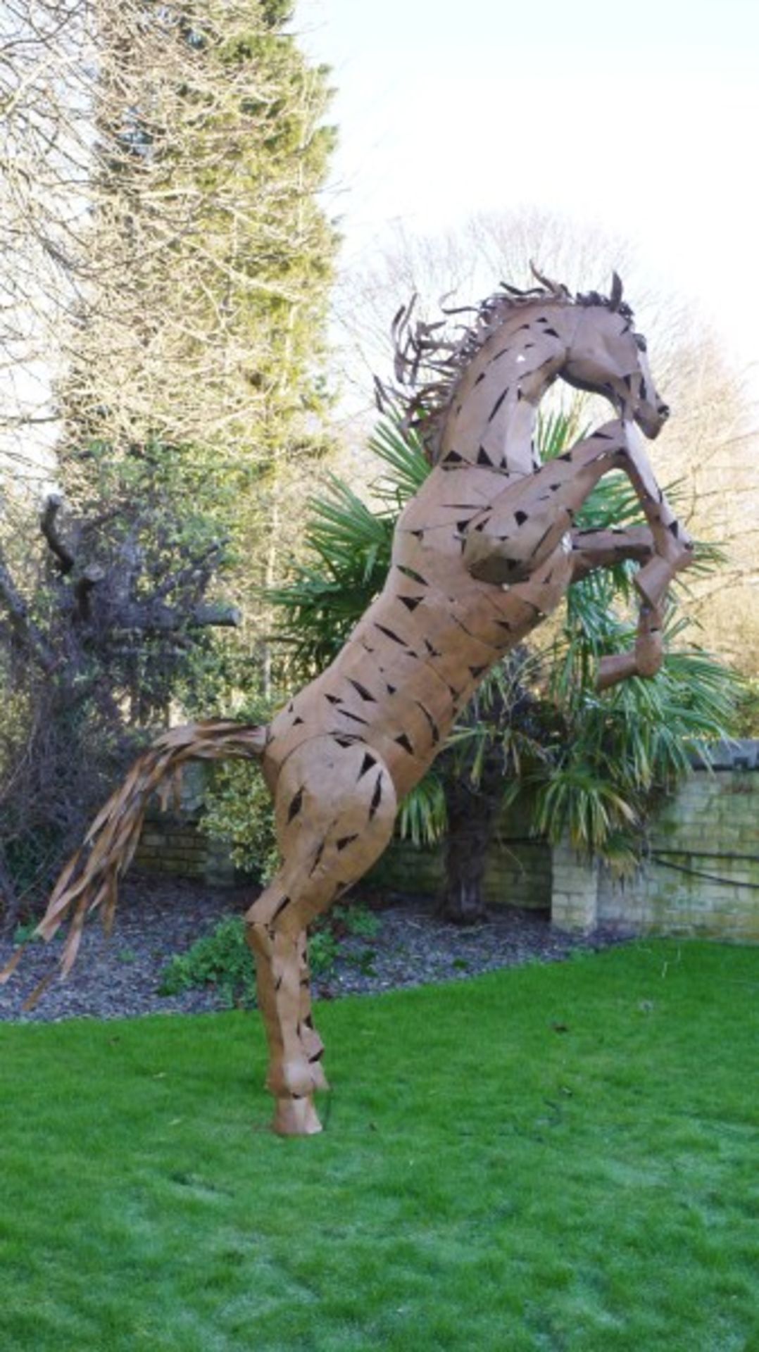 VERY RARE METAL REARING HORSE STATUE - 11 FEET HIGH ! - Image 6 of 6