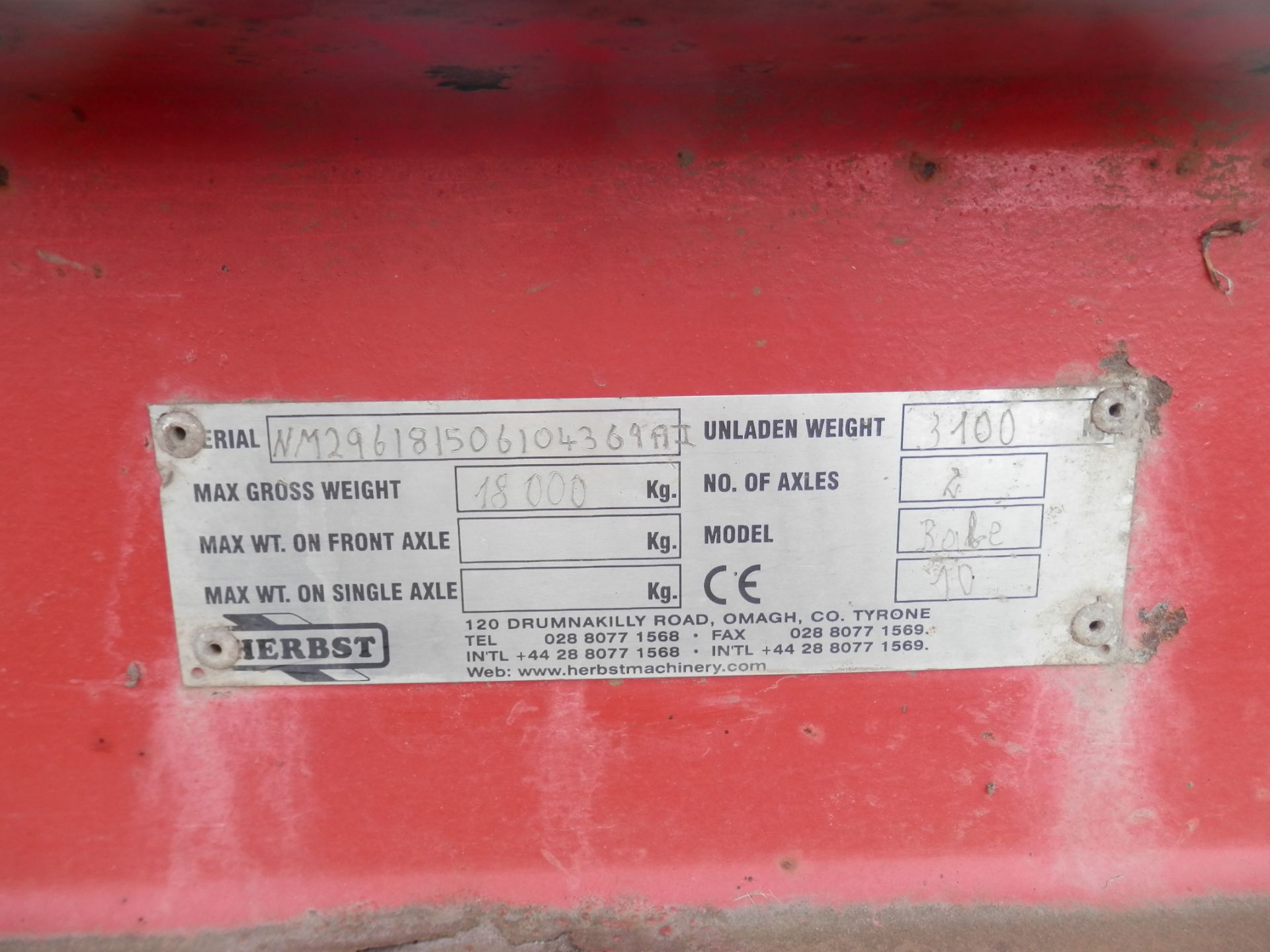 18 TONNE HERBST PLANT TRAILER, TWIN AXLE. 2010. TRAILER ONLY !! - Bild 5 aus 5