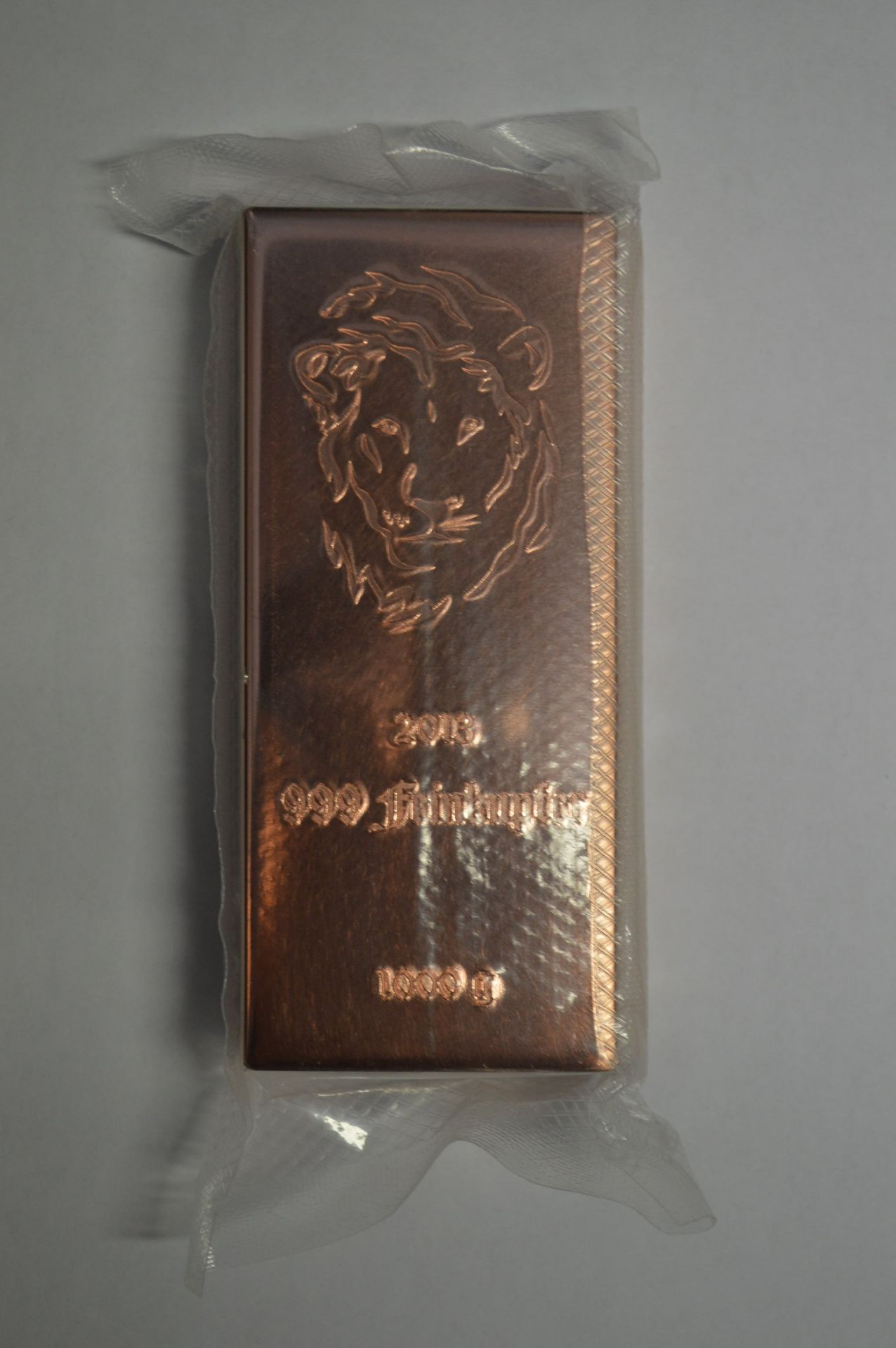 GENUINE .999 = 99.9% PURE COPPER BULLION 1KG - LION FACE!