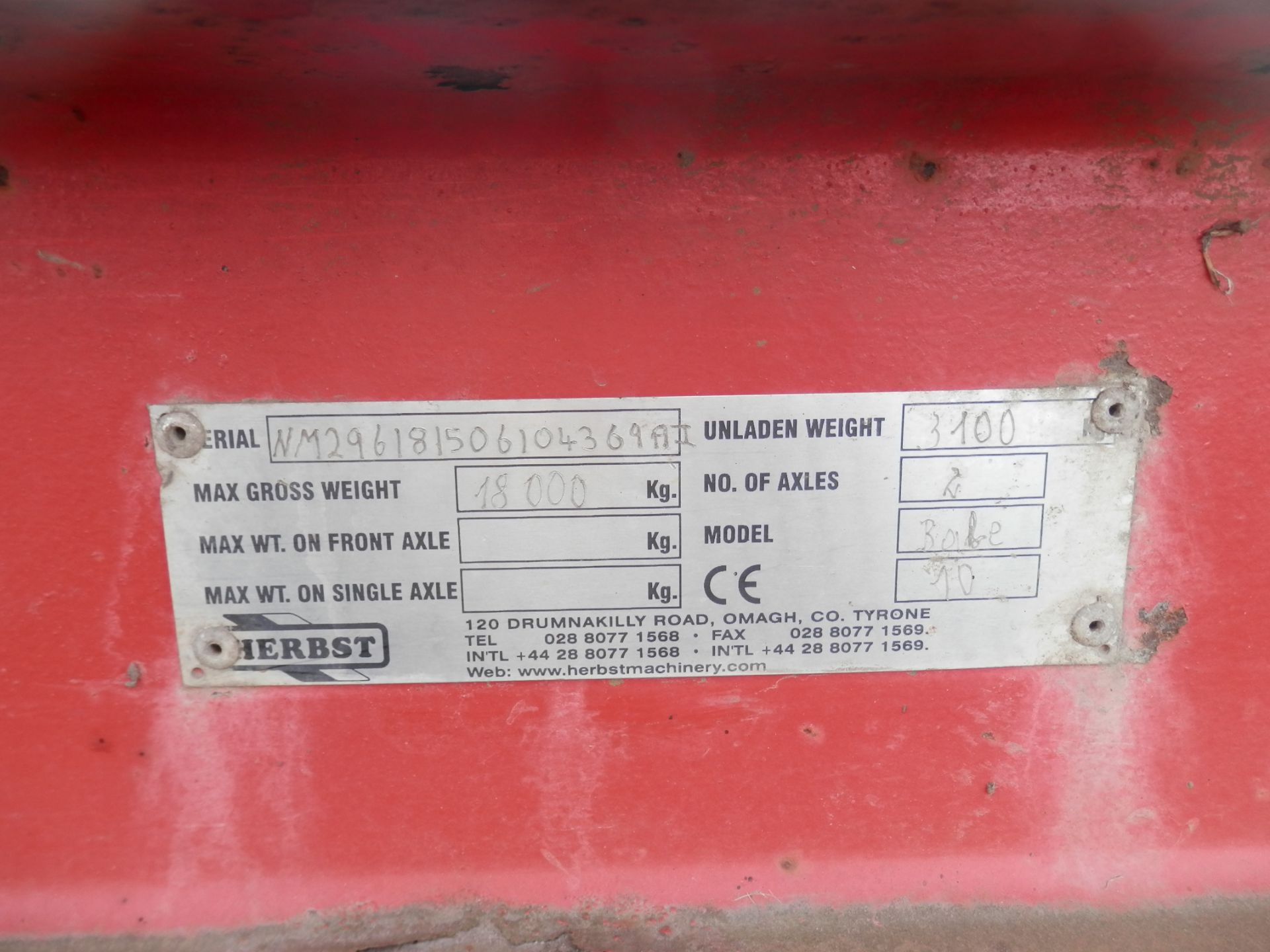 18 TONNE HERBST PLANT TRAILER, TWIN AXLE. 2010. TRAILER ONLY !! - Image 5 of 5