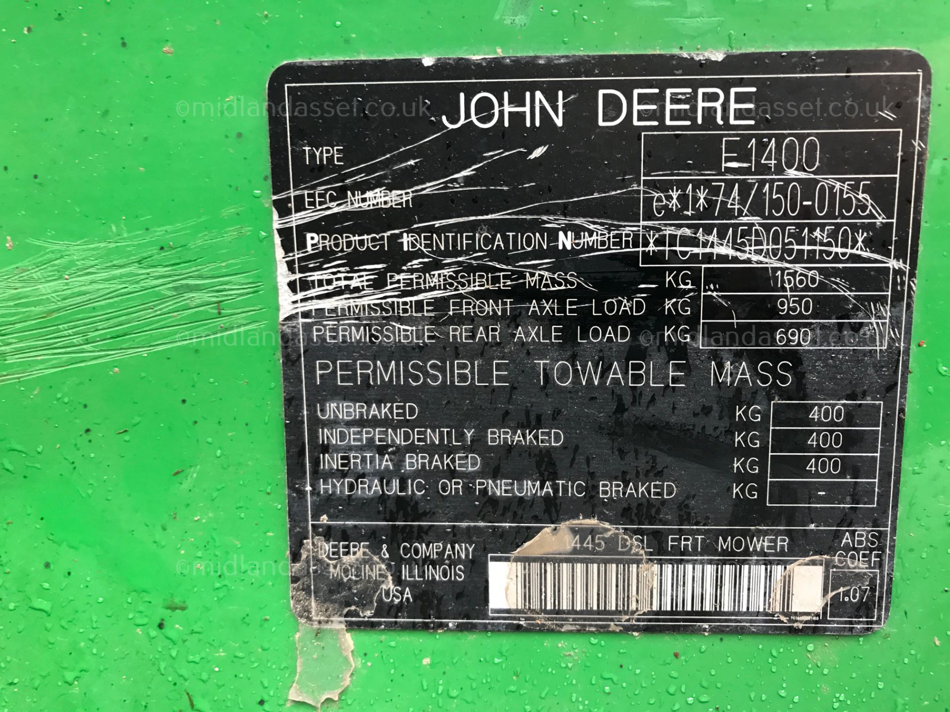 2008 JOHN DEERE FASTBAC RIDE ON MOWER - Image 5 of 9