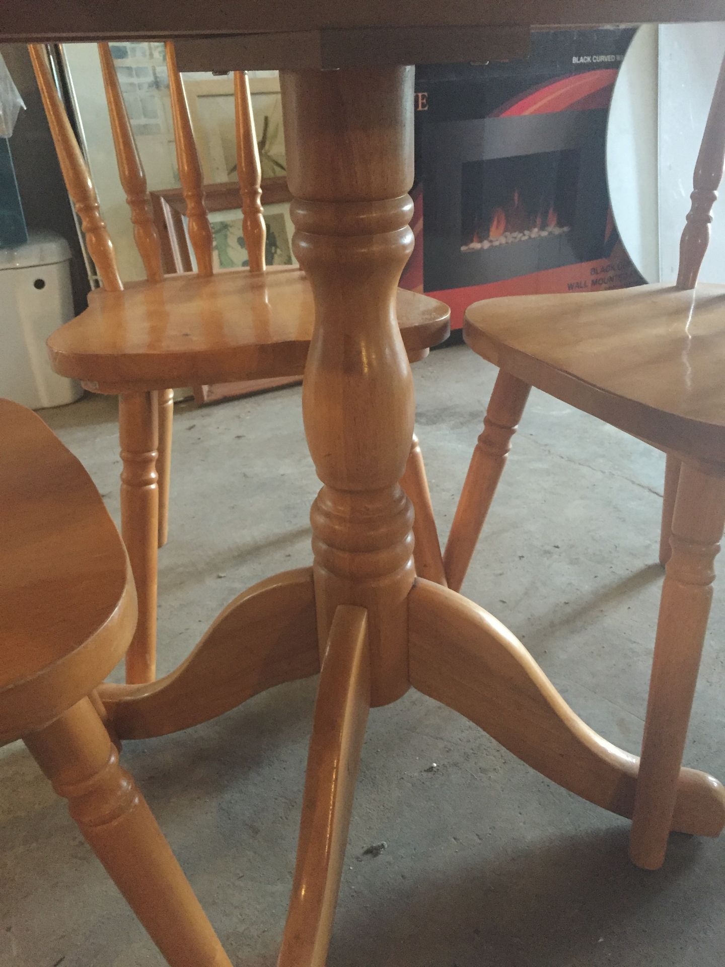 SOLID PINE ROUND DINING TABLE AND FOUR CHAIRS  BEEN IN THE SAME HOUSE SINCE NEW  GOOD CONDITION WITH - Image 5 of 6