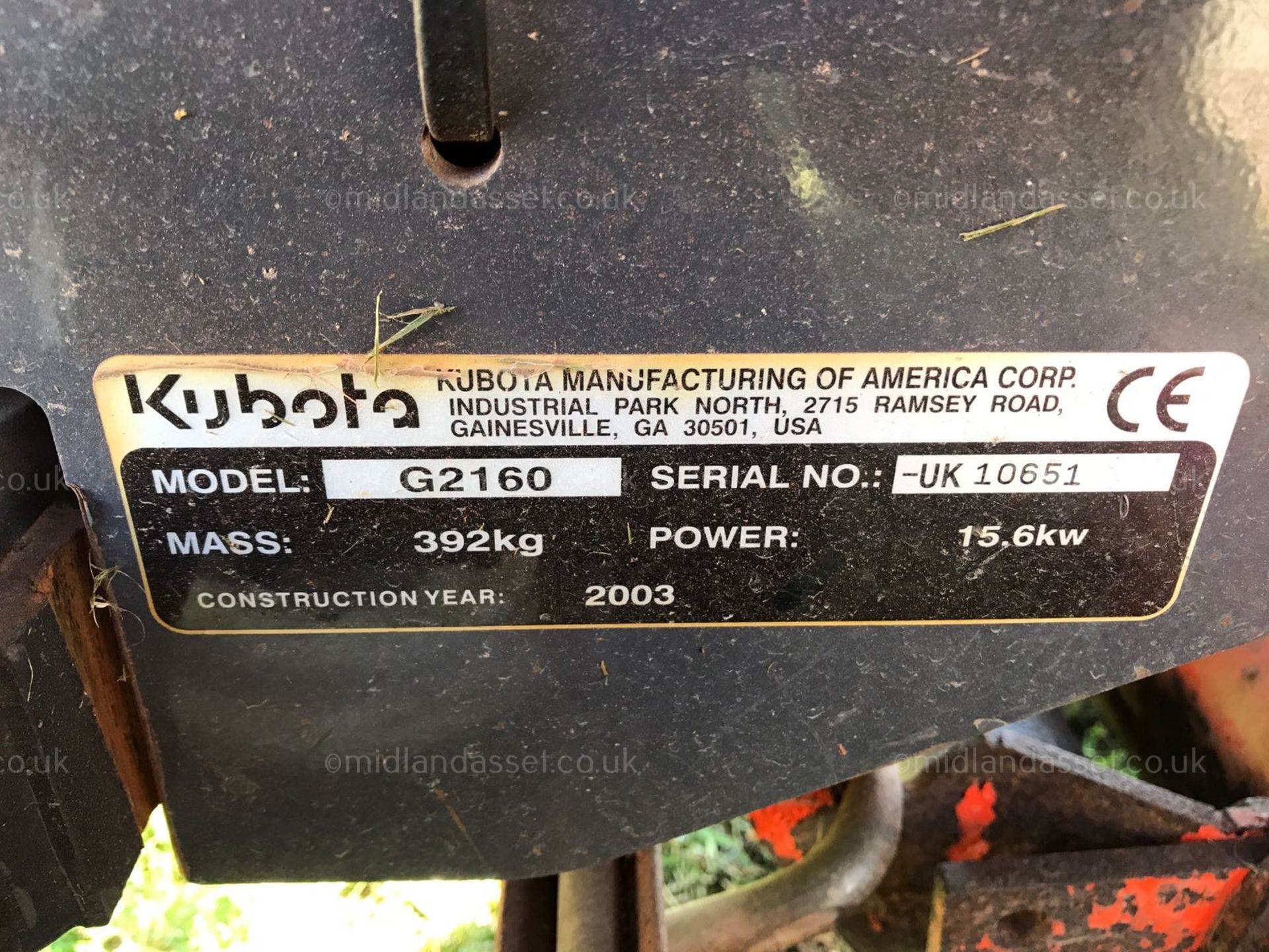 2003 KUBOTA G2160 RIDE ON MOWER - Image 7 of 7