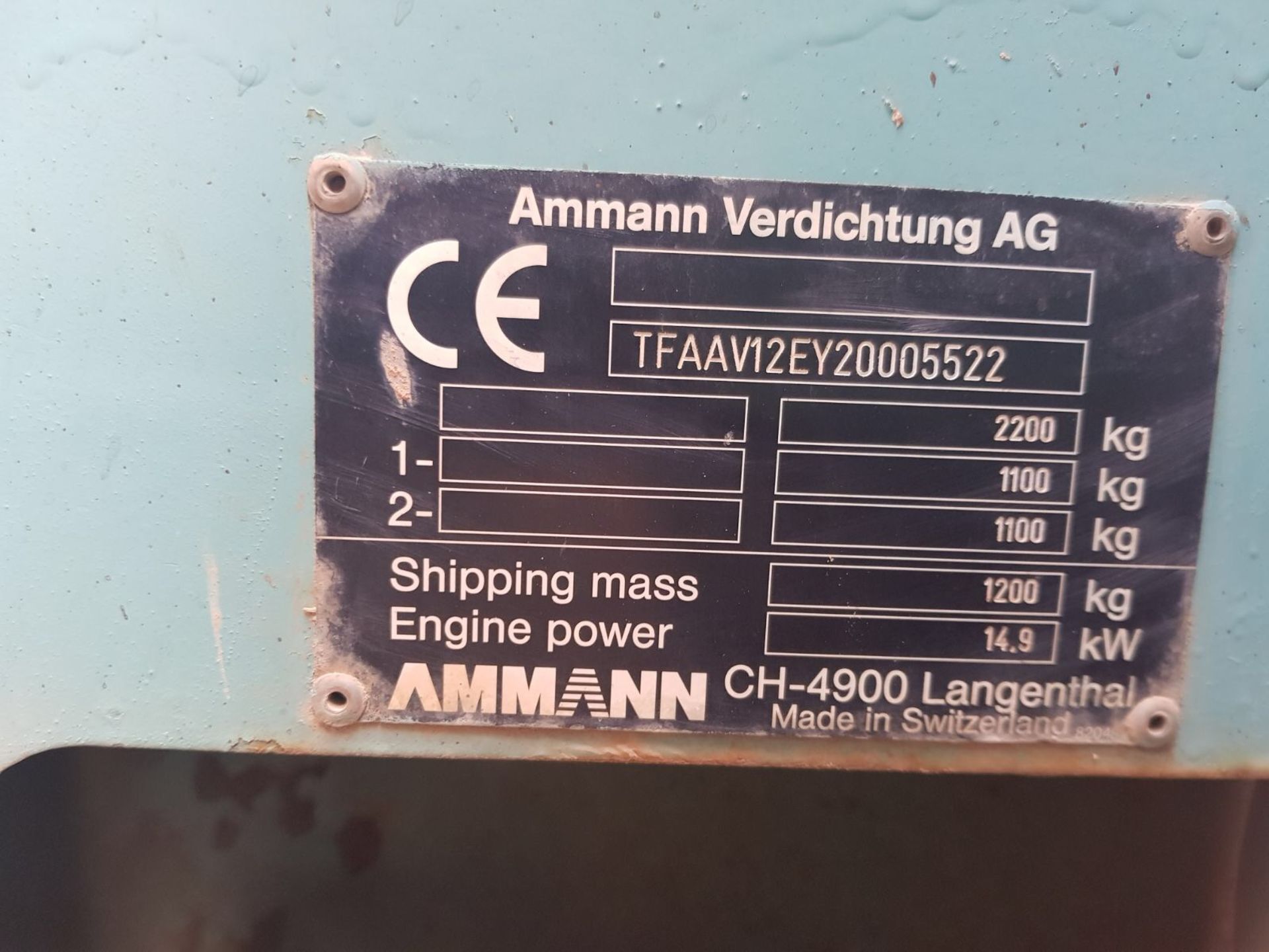 2002 AMMANN DIESEL ROLLER 2200KG, SHOWING 1398 HOURS *PLUS VAT* - Image 6 of 6