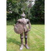 FULL SIZE / LIFE SIZE SUIT OF ARMOUR IN STEEL W: 85cm H: 244cm YES THAT'S 8FT MAX TO THE TOP OF