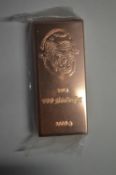 GENUINE .999 = 99.9% PURE COPPER BULLION 1KG  - GORILLA FACE! THIS AUCTION IS FOR ONE BAR 1KG PURE
