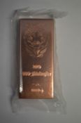 GENUINE .999 = 99.9% PURE COPPER BULLION 1KG  - TIGER FACE! THIS AUCTION IS FOR ONE BAR 1KG PURE