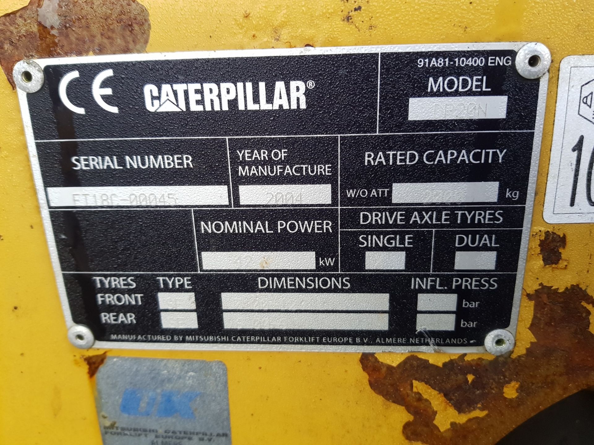 2004 CATERPILLAR DP20N 2 TONNE DIESEL FORKLIFT *PLUS VAT* - Image 6 of 6