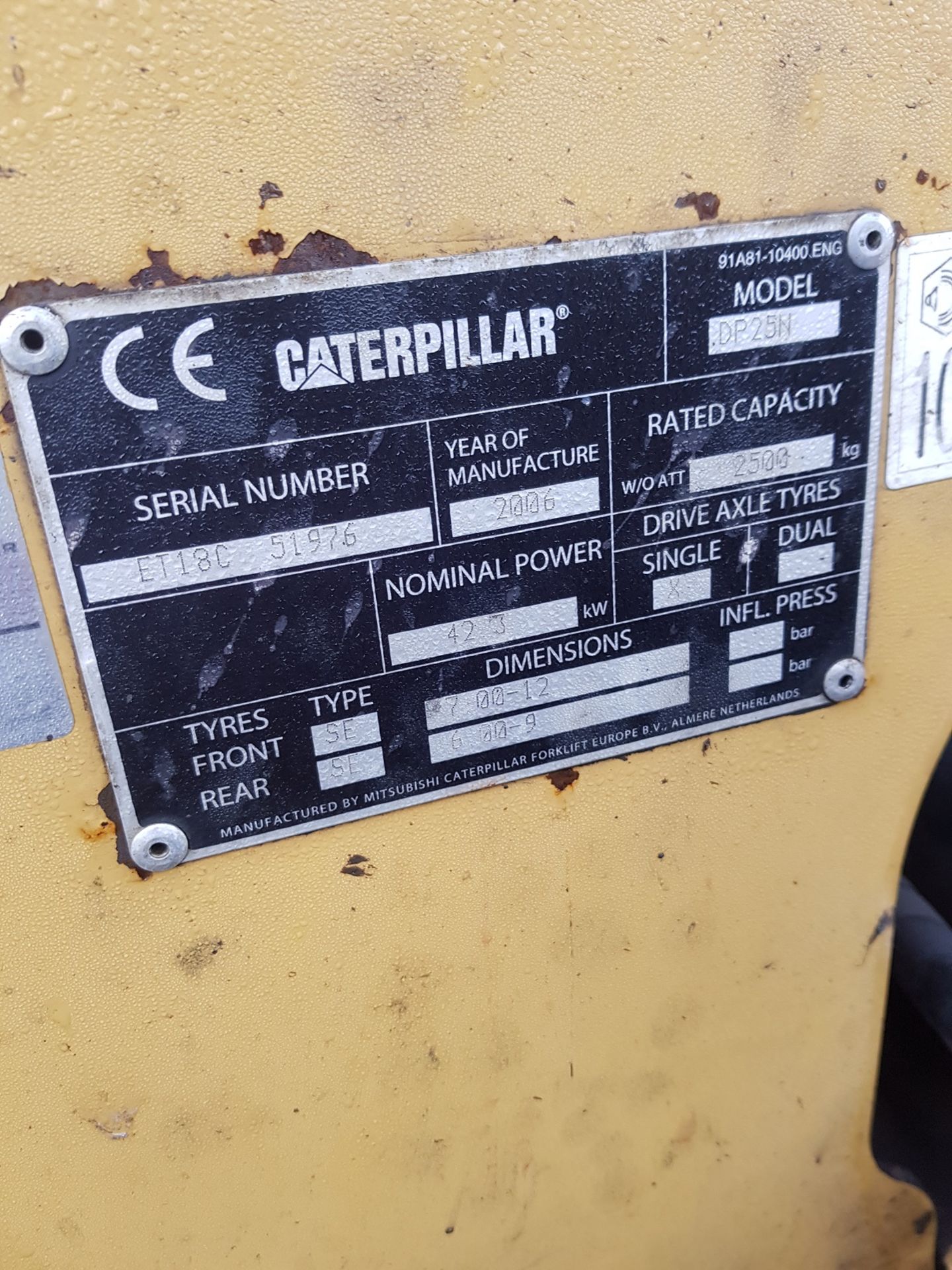 2006 CATERPILLAR DP25N DIESEL FORKLIFT WITH SIDE SHIFT *PLUS VAT* - Image 4 of 5