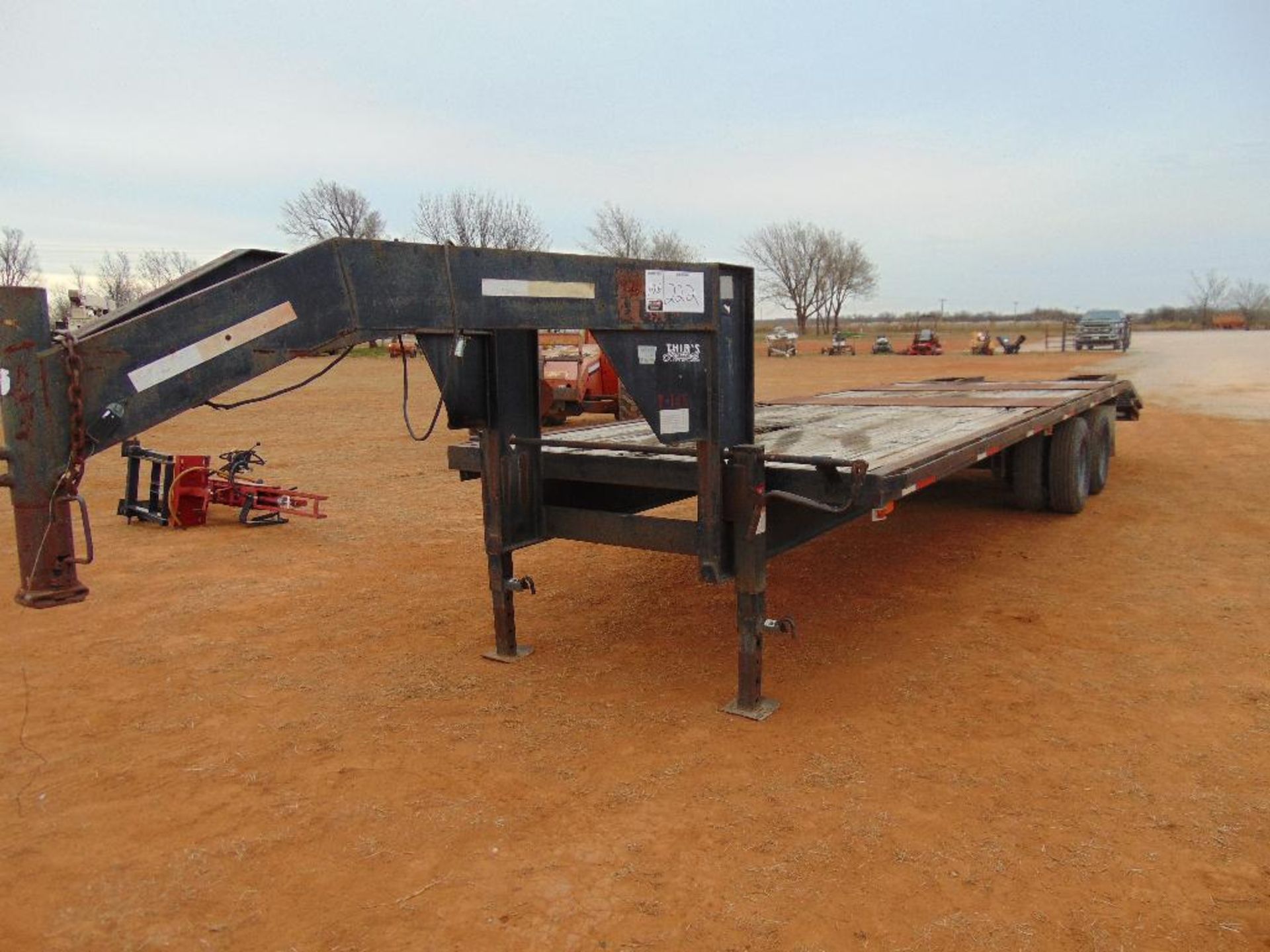 2005 Thibs 29' Gooseneck Flatbed T/A Trailer, s/n 80055, 24' deck, 5' dovetail w/ramps