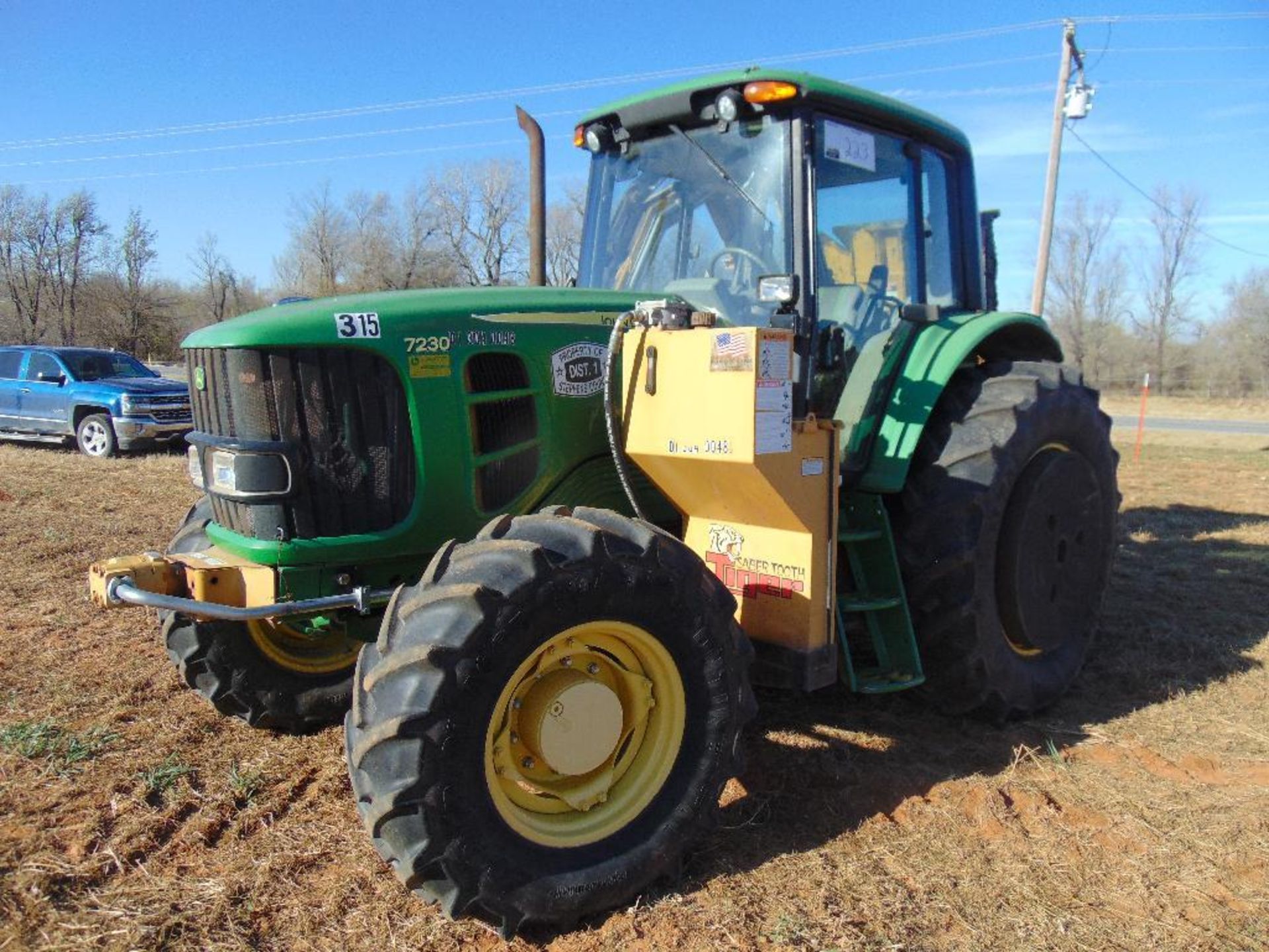 2010 John Deere 7230 Mowing Tractor, s/n h630625, cab, a/c, attached 2010 tiger side boom mower, - Image 2 of 10