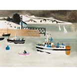 Mary Fedden RA (1915-2012) Boats in a Harbour (2001)