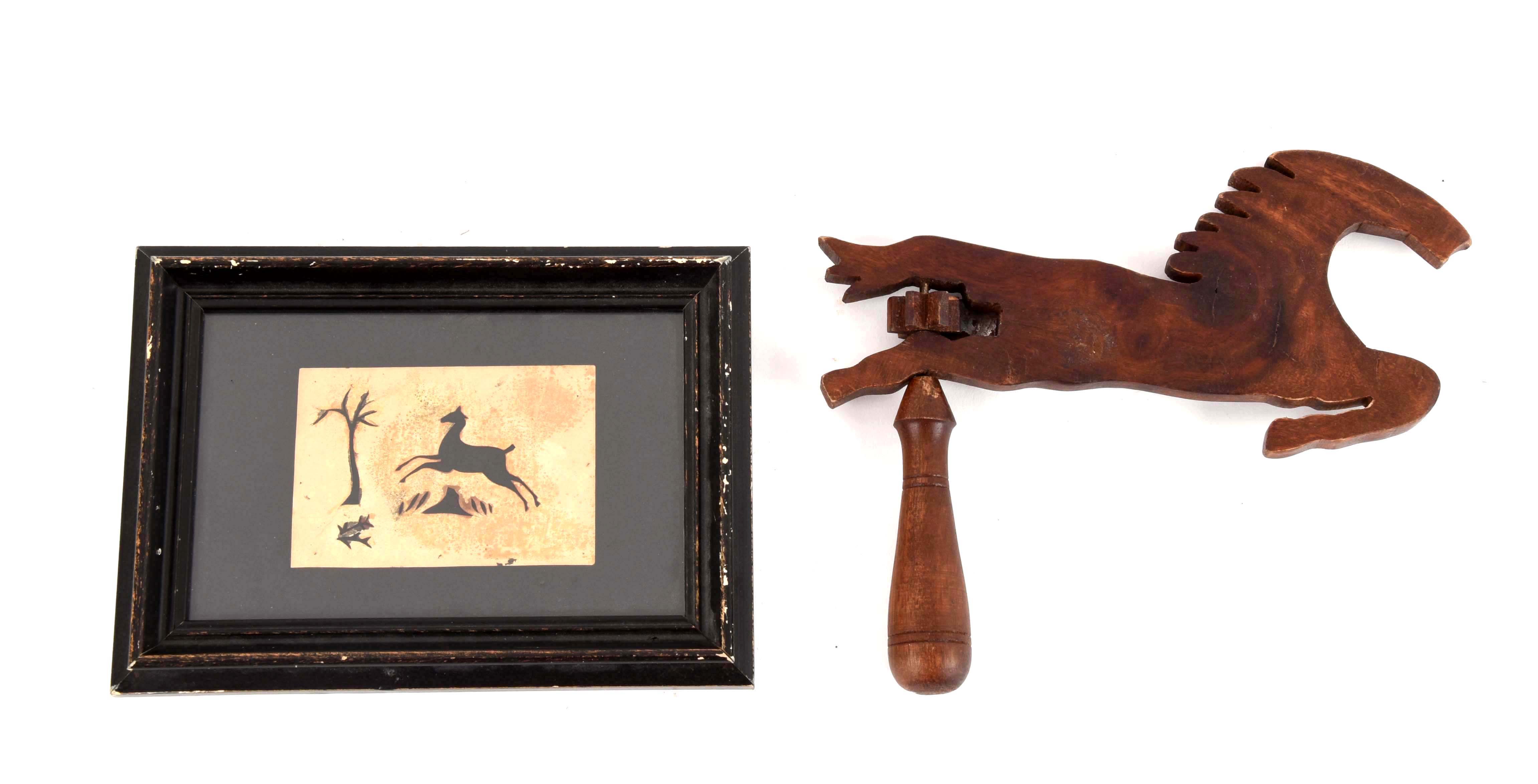 19th Century Jumping Horse Silhouette and Horse Rattle.