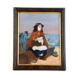 Maritime Painting of a Woman by the Sea.