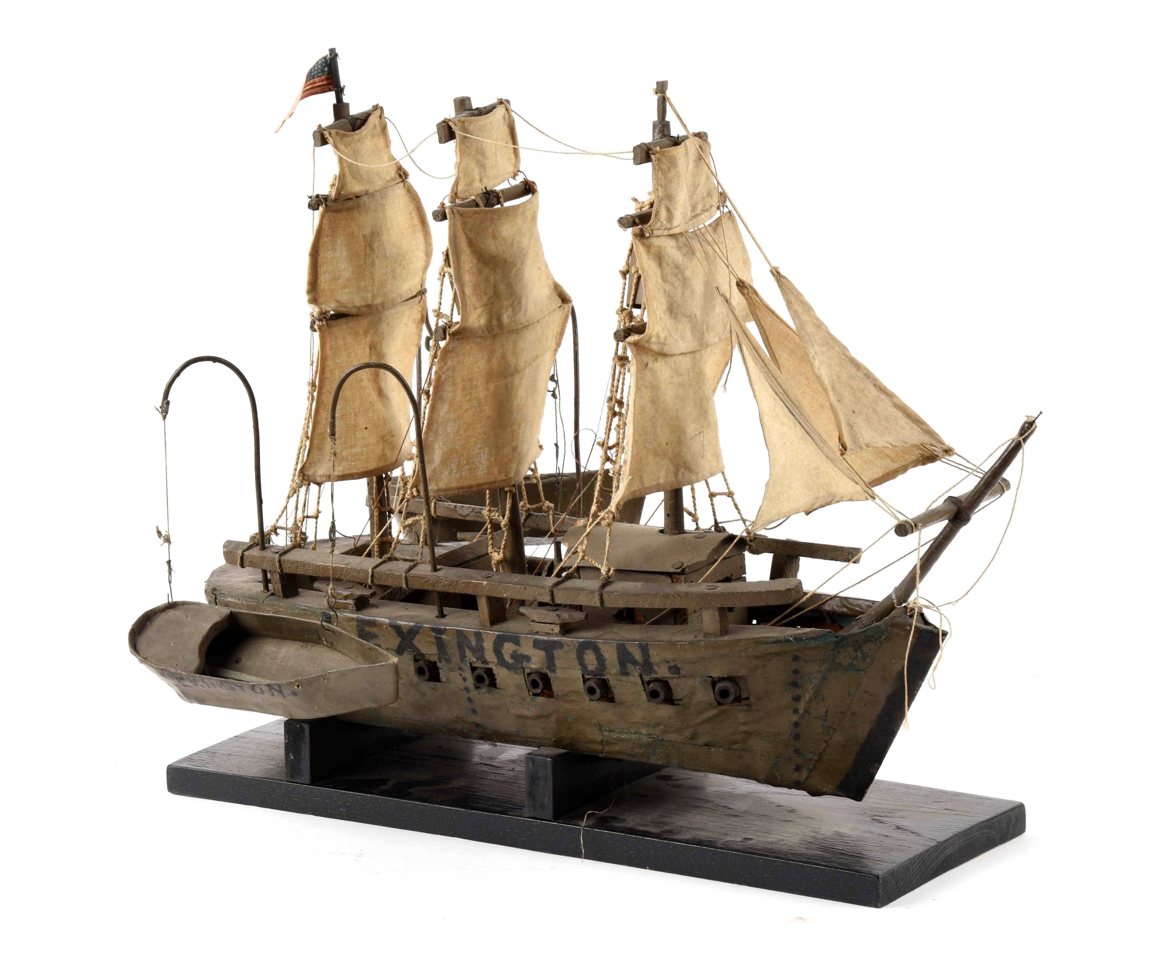 1933 Folk Art Model of the Revolutionary War Ship Lexington.