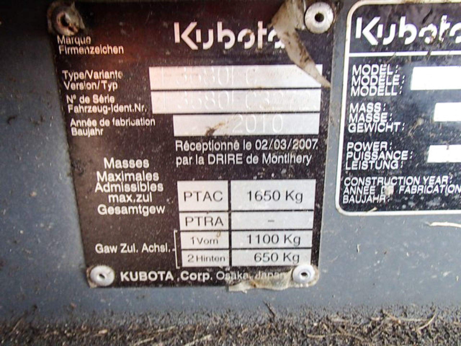 2010 KUBOTA F3680EC SN F3680EC32677. C/W TRIMAX FLAILDEK FX155. PL NO 13064. 1326 HRS (NOT VERIFIED - Image 16 of 19