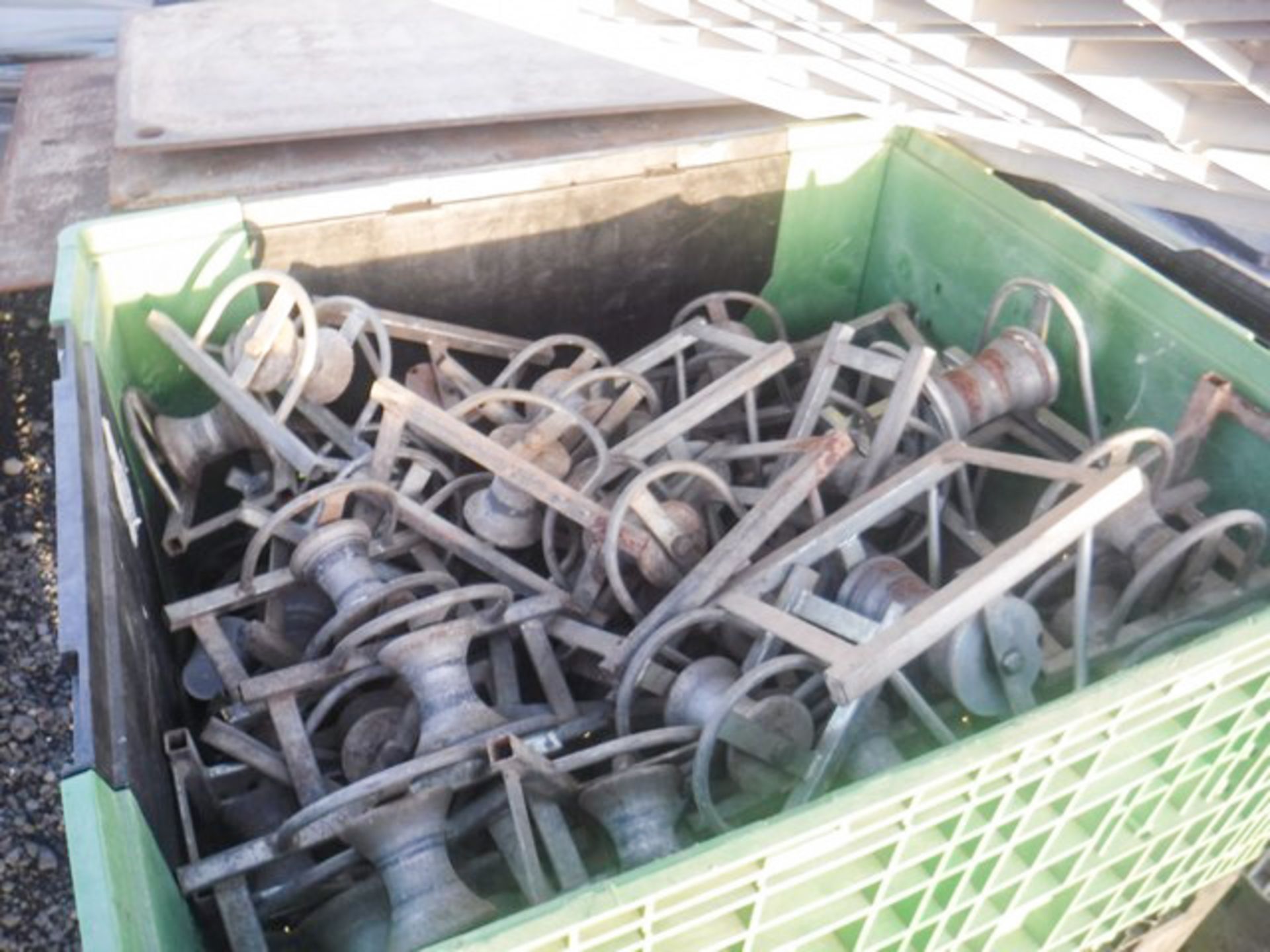 2 X STILLAGE PALLETS OF CABLE ROLLERS & 9 CABLE STOCKINGS - Image 3 of 3