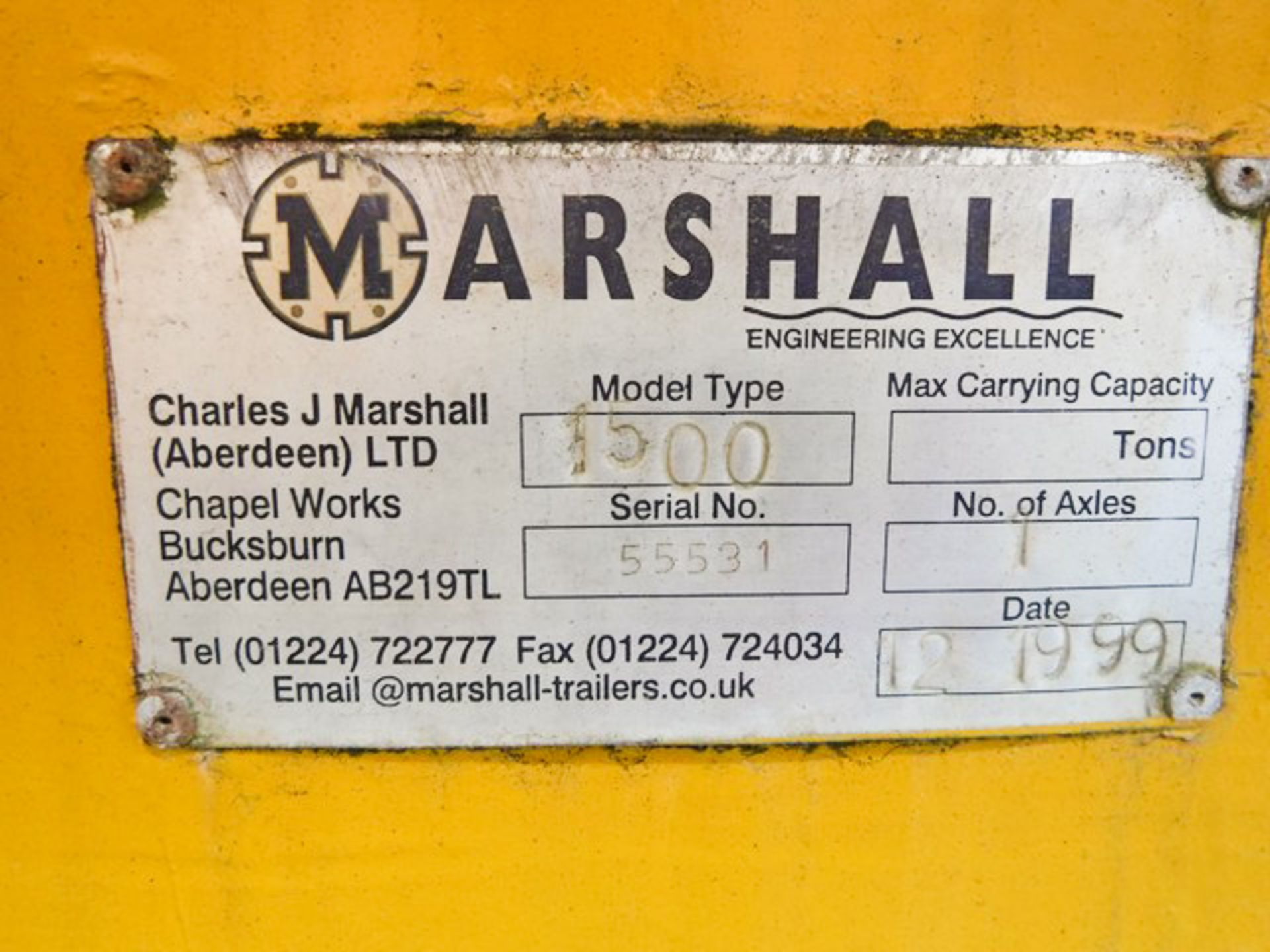 1999 MARSHALL VACUUM TANK, MODEL 1500, S/N 55531, NEW BRAKES, TYRES & PUMP RECENTLY FITTED - Image 8 of 8