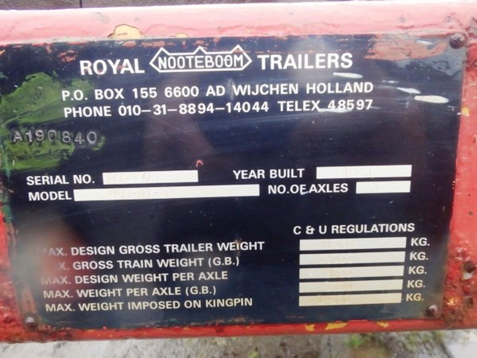 1999 NOOTE BOOM STEP FRAME LOW LOADER, MODEL OSD-41-03, 3 AXLES, GROSS TRAILER WEIGHT 41000KG, GROSS - Image 3 of 11
