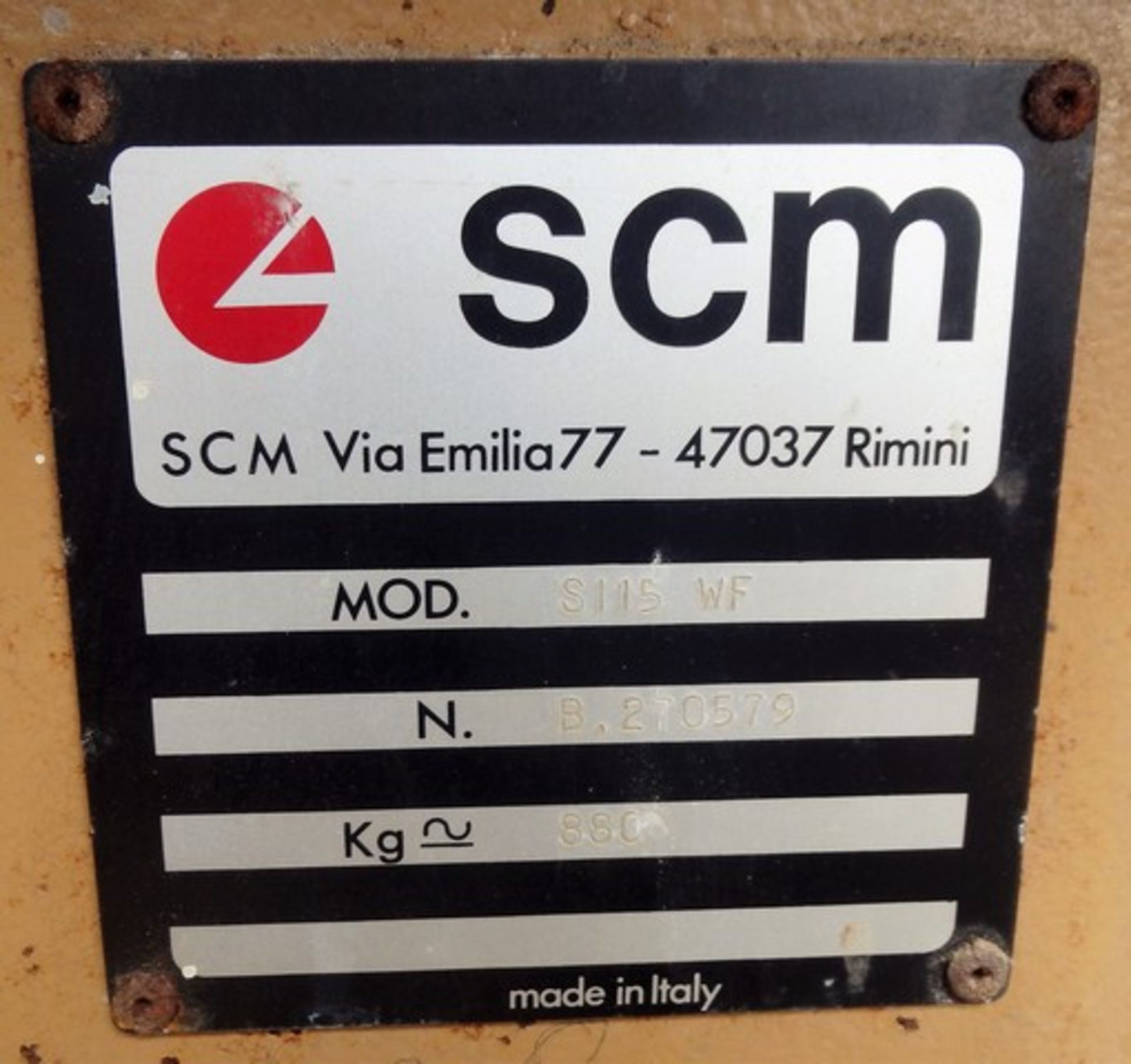 SCM SLIDING TABLE SAW, MODEL S115WF, S/N B.270579 - Image 4 of 5