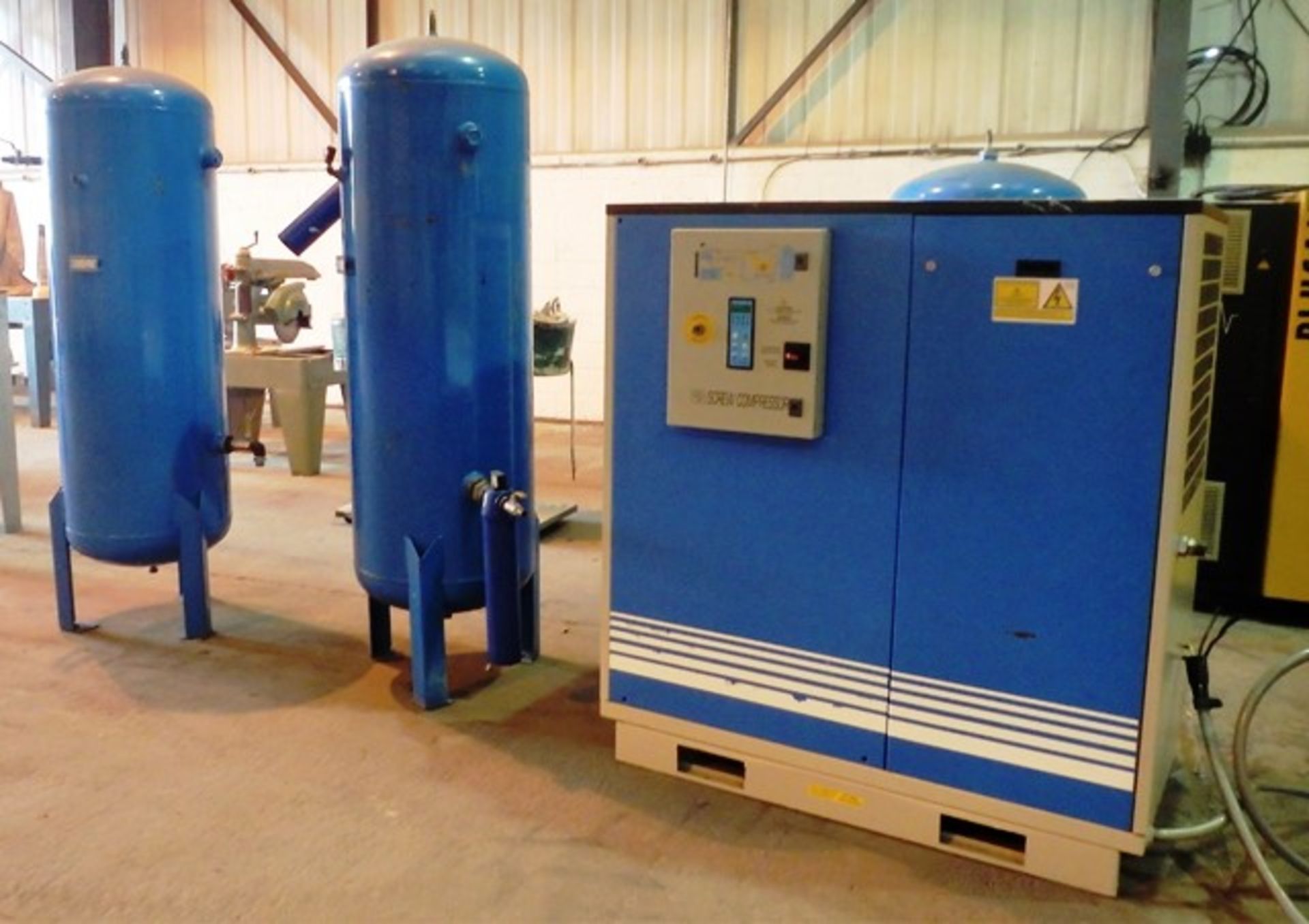 2007 SCREW COMPRESSOR MODEL VE3708CSE06 C/W 2 AIR TANKS.**DUE TO BUSINESS RE-ORGANISATION**