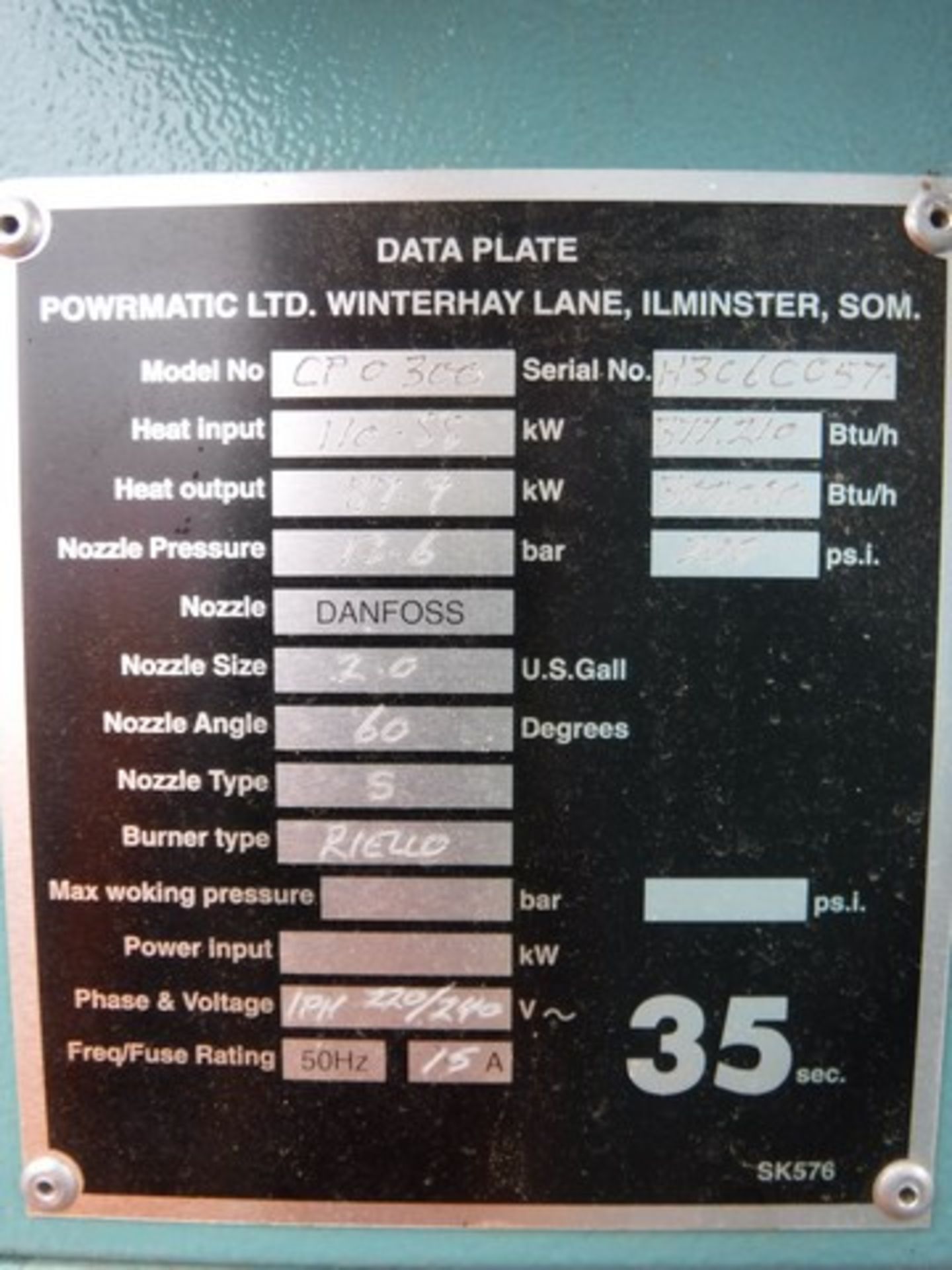 2 X POWRMATIC INDUSTRIAL BOILER UNITS, MODEL CP0300, S/N H306C057 & H306H028, RIELLO BURNERS - Image 3 of 4